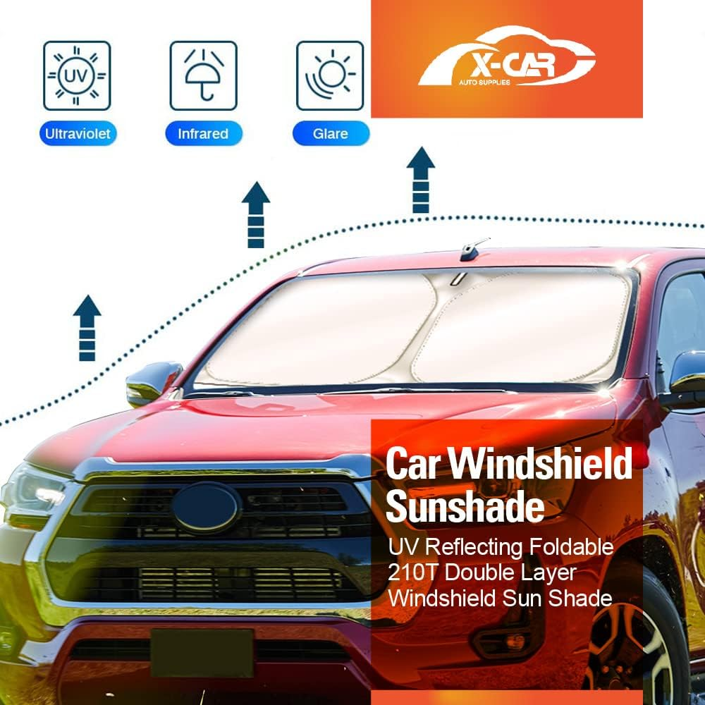 X-CAR Windshield Sun Shade Compatible with Toyota Hilux 2015-2025 Visor Protector Car Sun Shade image number 2