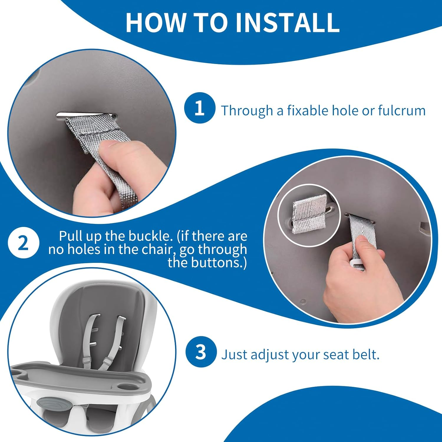 Adjustable High Chair Straps Replacement Compatible with Ingenuity for Most for Most 5 Point High Chairs,Secure Buckle,1Pc image number 5