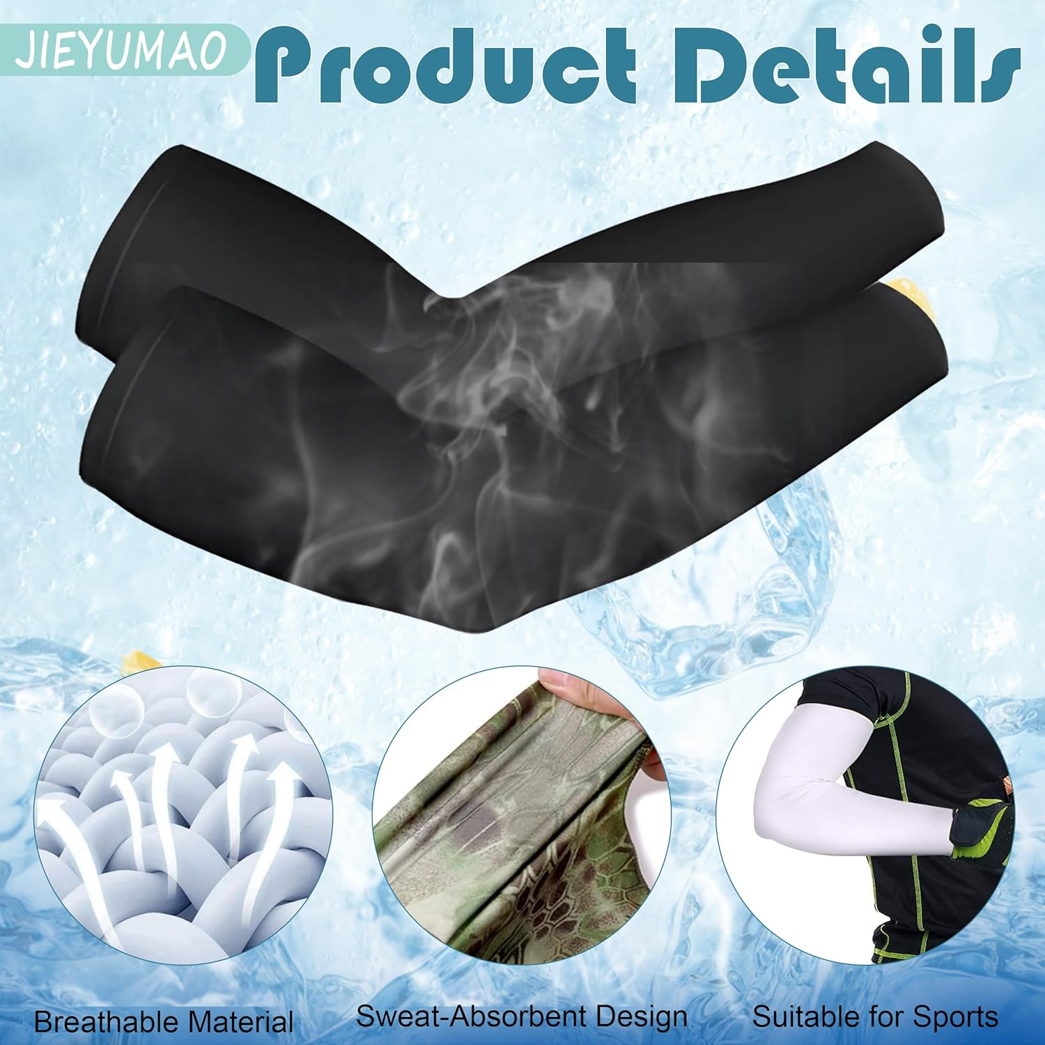 JIEYUMAO Cooling Arm Sleeves, 8 Pairs UV Protection Cooling Arm Sleeves, 8 Styles UV Protection Arm Warmers for Women Men, Sun Protection Compression Arm Sleeves for Cycling Fishing image number 5