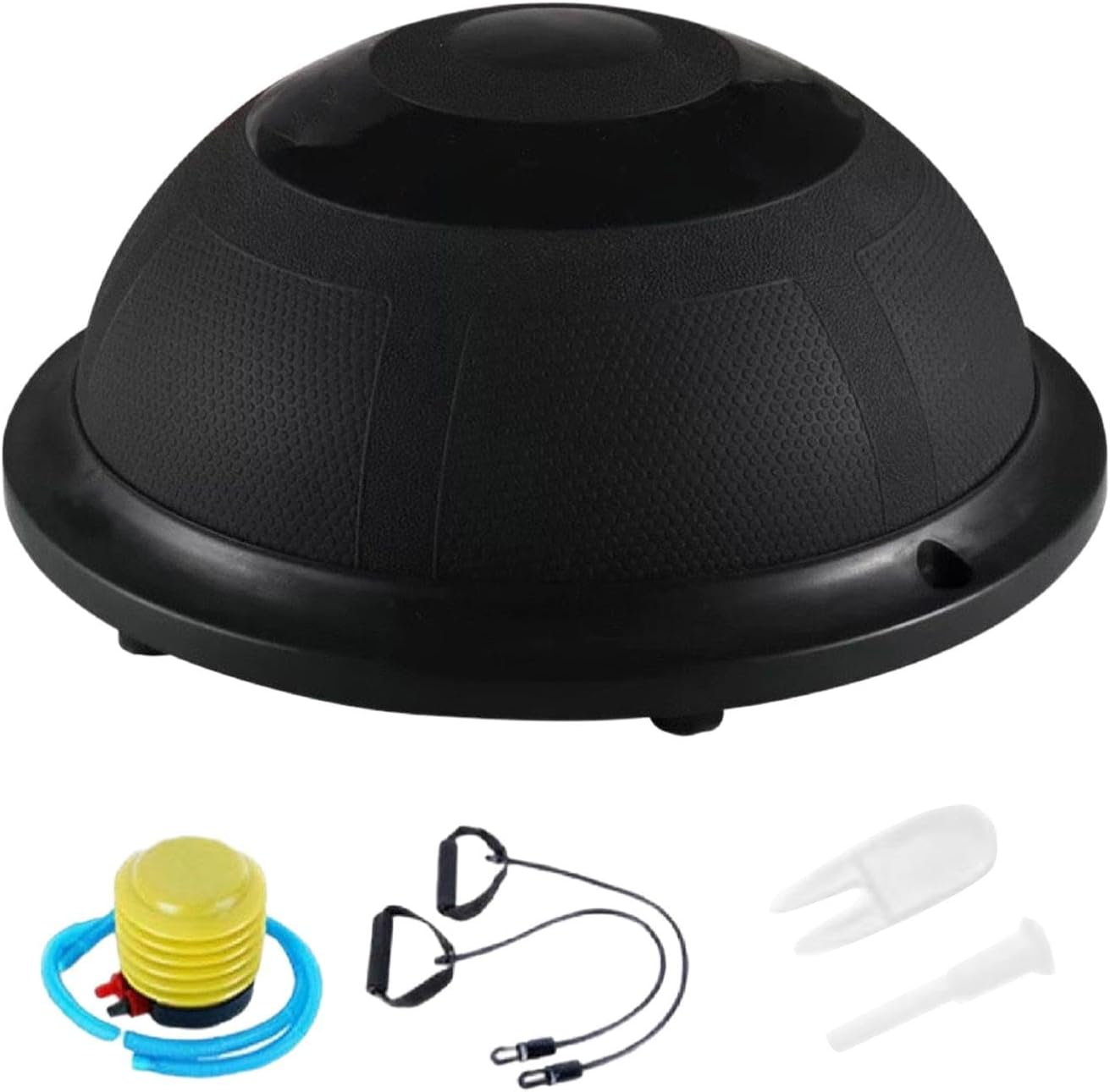 Oshhni Balance Ball Half Exercise Ball anti Slip Balance Training with Resistance Bands and Pump for Full Body Workouts - Black image number 2