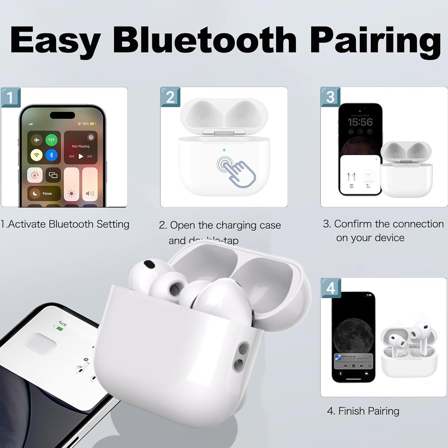 Wasailife Wireless Charging Case Compatible with Airpods Pro 3Rd 2025(Not for Pro 2Nd), USB-C Port Airpods Pro 3 Charging Case Replacement, Earphones Not Included