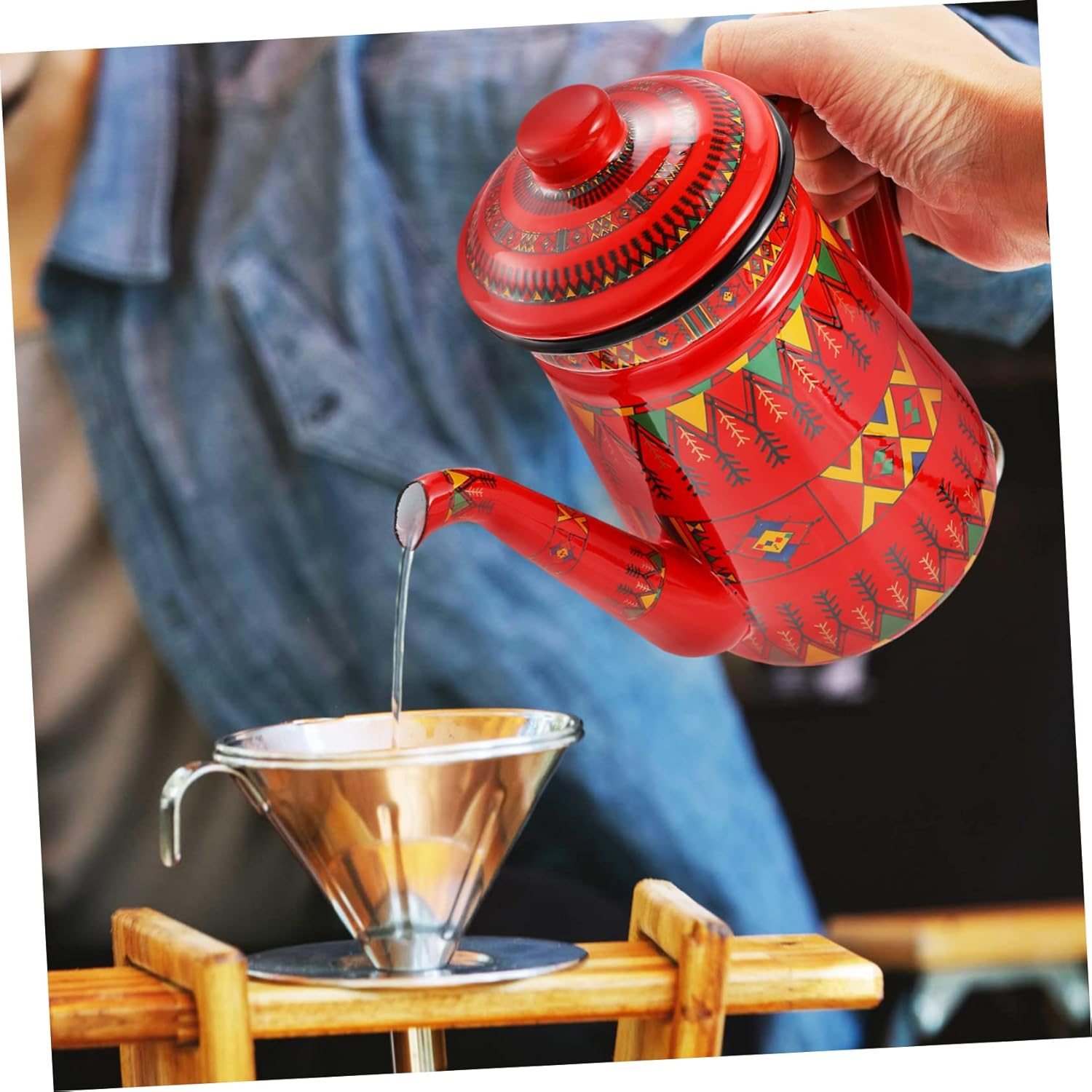 Enamel Coffee Pot Espresso Pot Backpacking Stove Stainless Steel Drinking Glasses Ceramic Kettle Glass Pitcher Home Supplies Kitchen Teakettle Red Heating Herbal Teapot Enamel image number 5