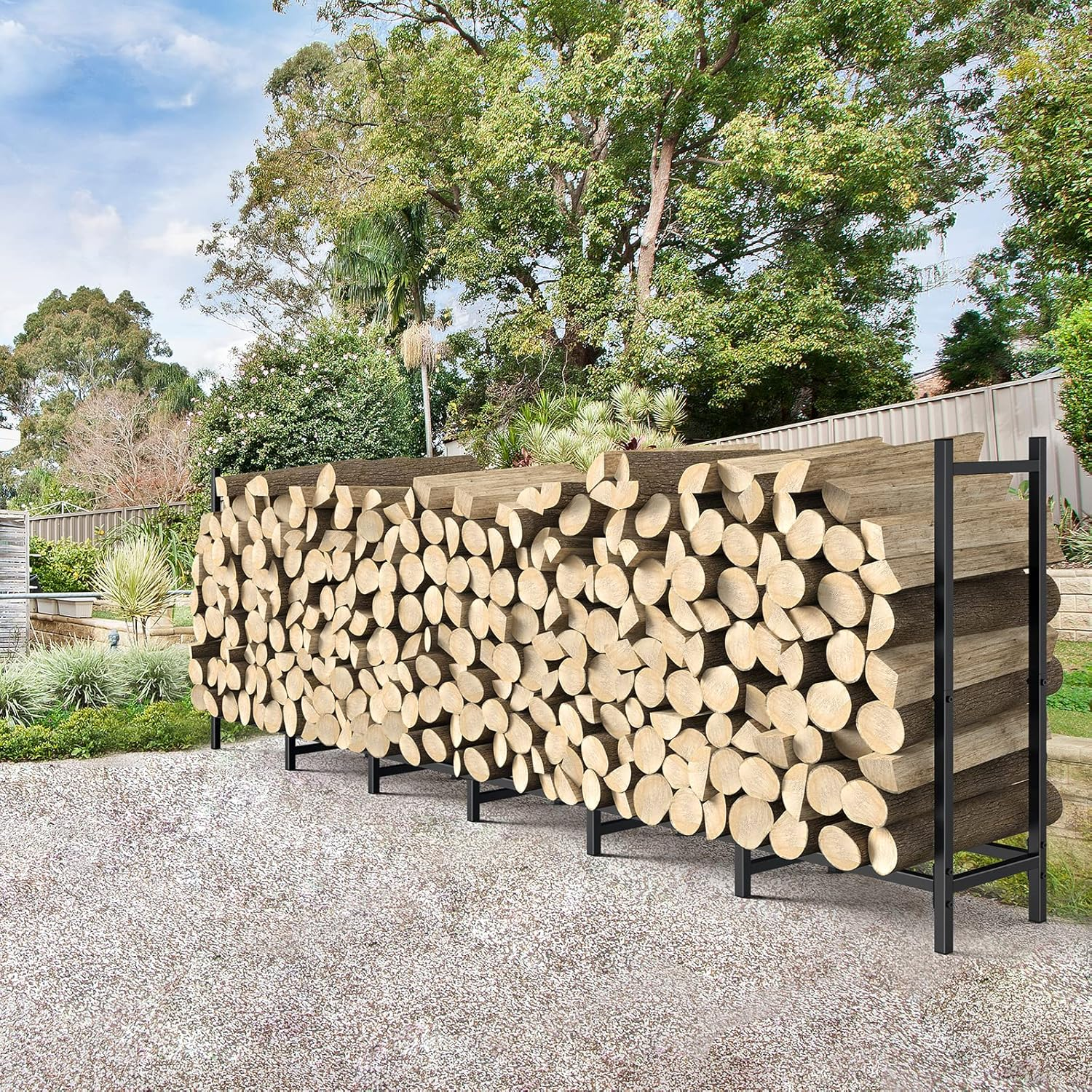 LIANTRAL Firewood Rack Outdoor 8-Ft Heavy Duty Firewood Rack Stand Log Holder Fireplace Wood Storage Stacker Outside image number 5