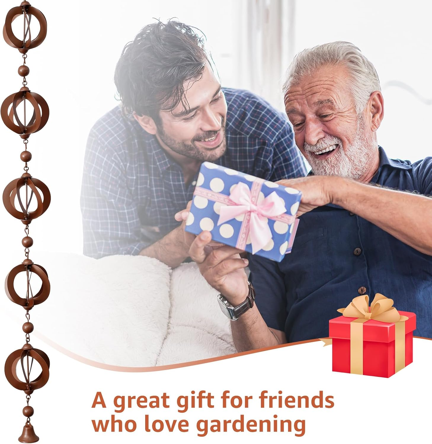 3.6 FT Rain Chain Decorative Iron Rain Gutter Chains Functional Replacement Downspout Chain Outdoor Rain Chains for Gutters Hanging Gutter Chain for Patio Yard image number 1