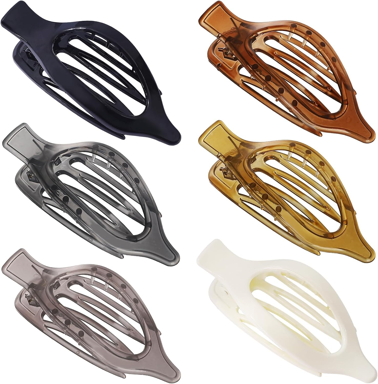 CHANDAT Flat Hair Clip 6 Pcs Lay down Claw Clips Hair Accessories for Women -Jelly - Blue Brown image number 6