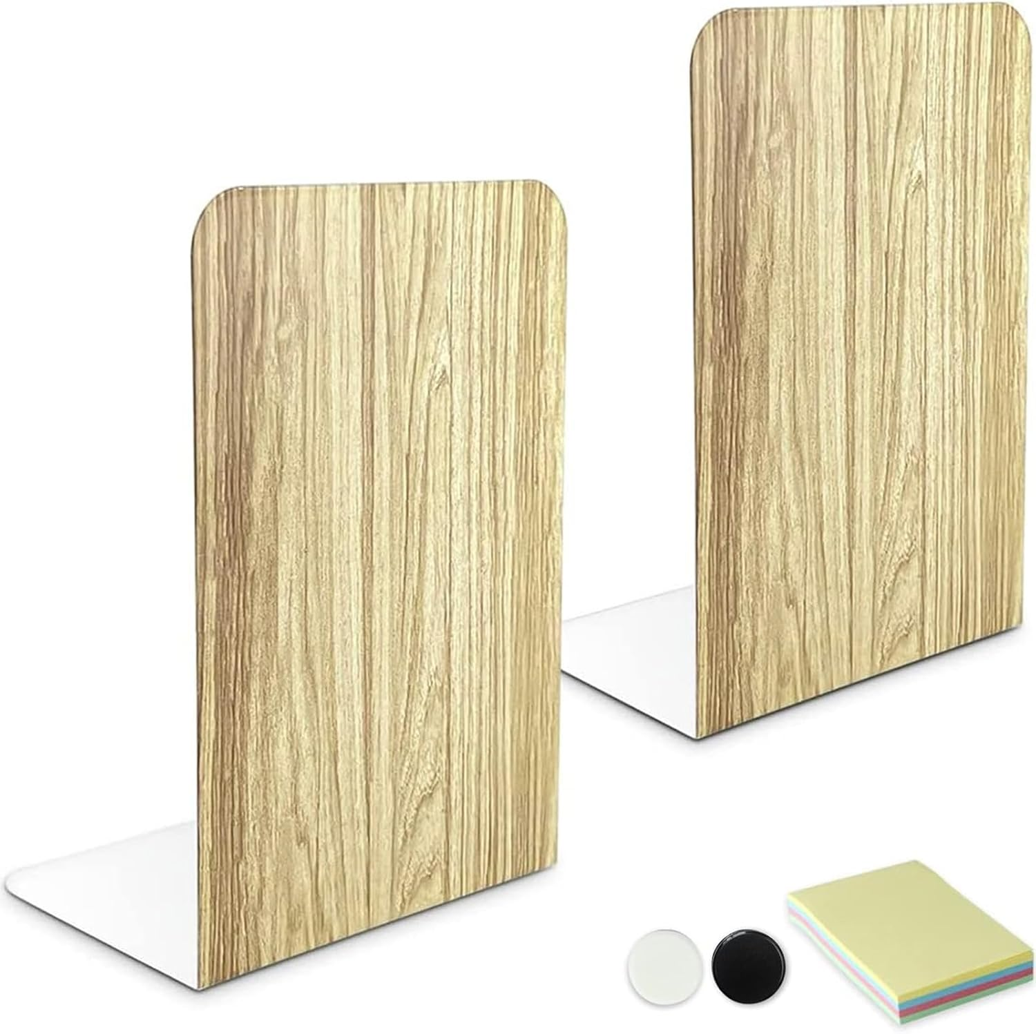 DARUITE Bookends, Decorative Wooden Bookends, Non-Skid Book Holder, Book Organizer for Home, Office Desk, Kitchen (1 Pair, 8 X 3.9 X 5.3 In) image number 3