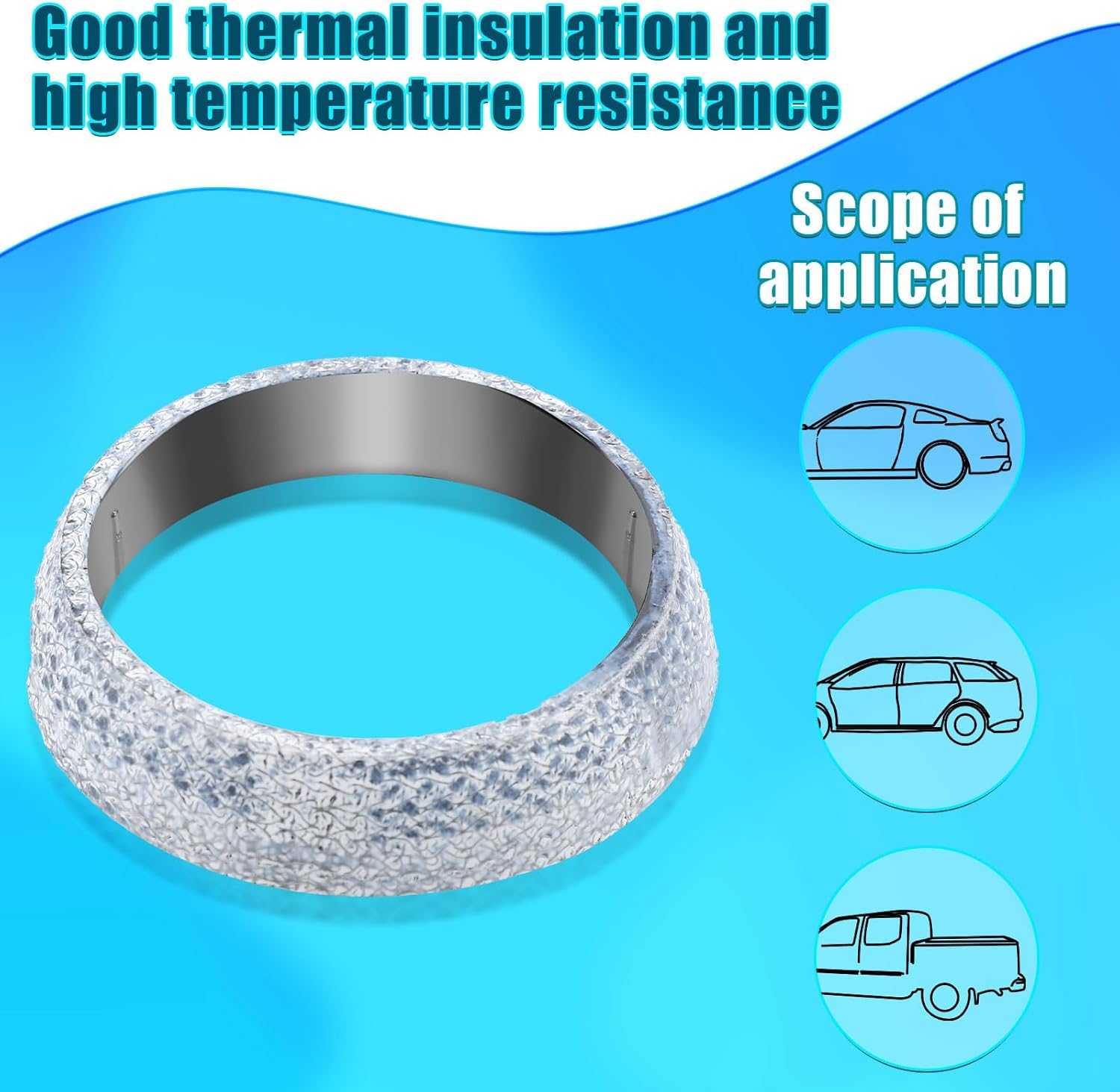 65Mm Car Exhaust Gasket, Exhaust Manifold Gasket Exhaust Pipe Donut Gasket Exhaust Flange Gasket Exhaust Muffler Sealer, Preventing Leaks and Noise image number 5