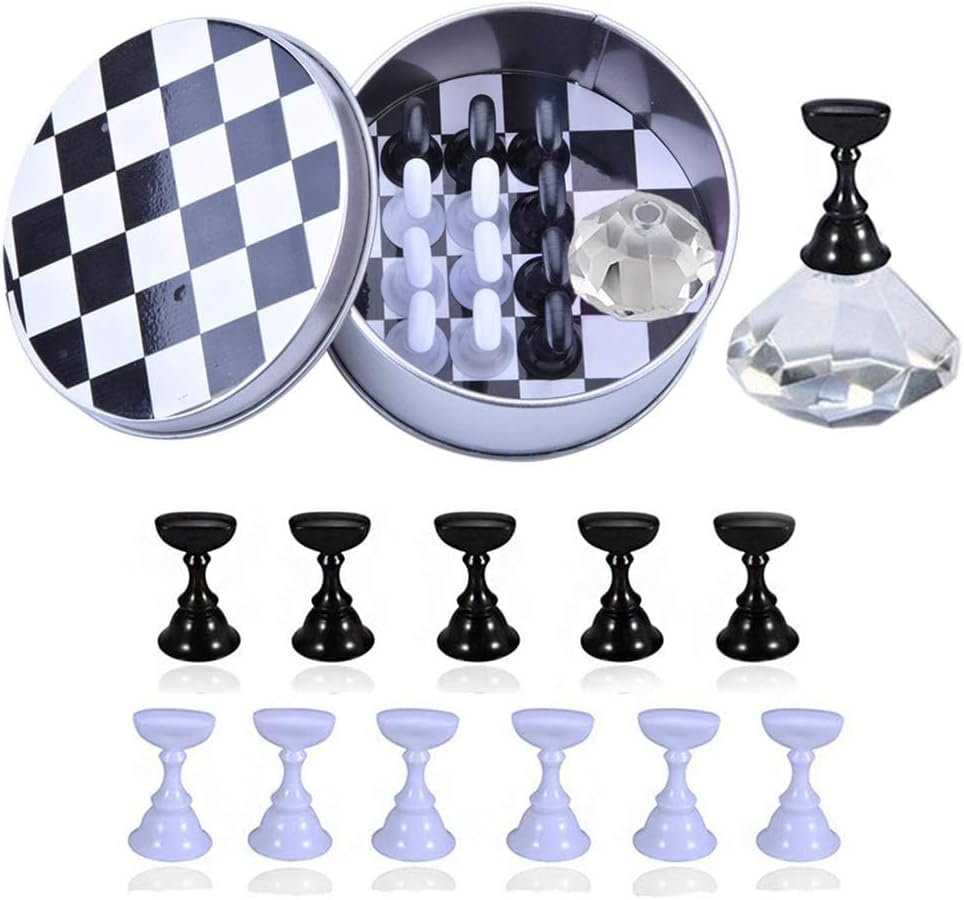 Kalolary Nail Art Display Stand - Magnetic Tips Holder, Crystal Holder, Chessboard, DIY Practice Stand (Transparent)