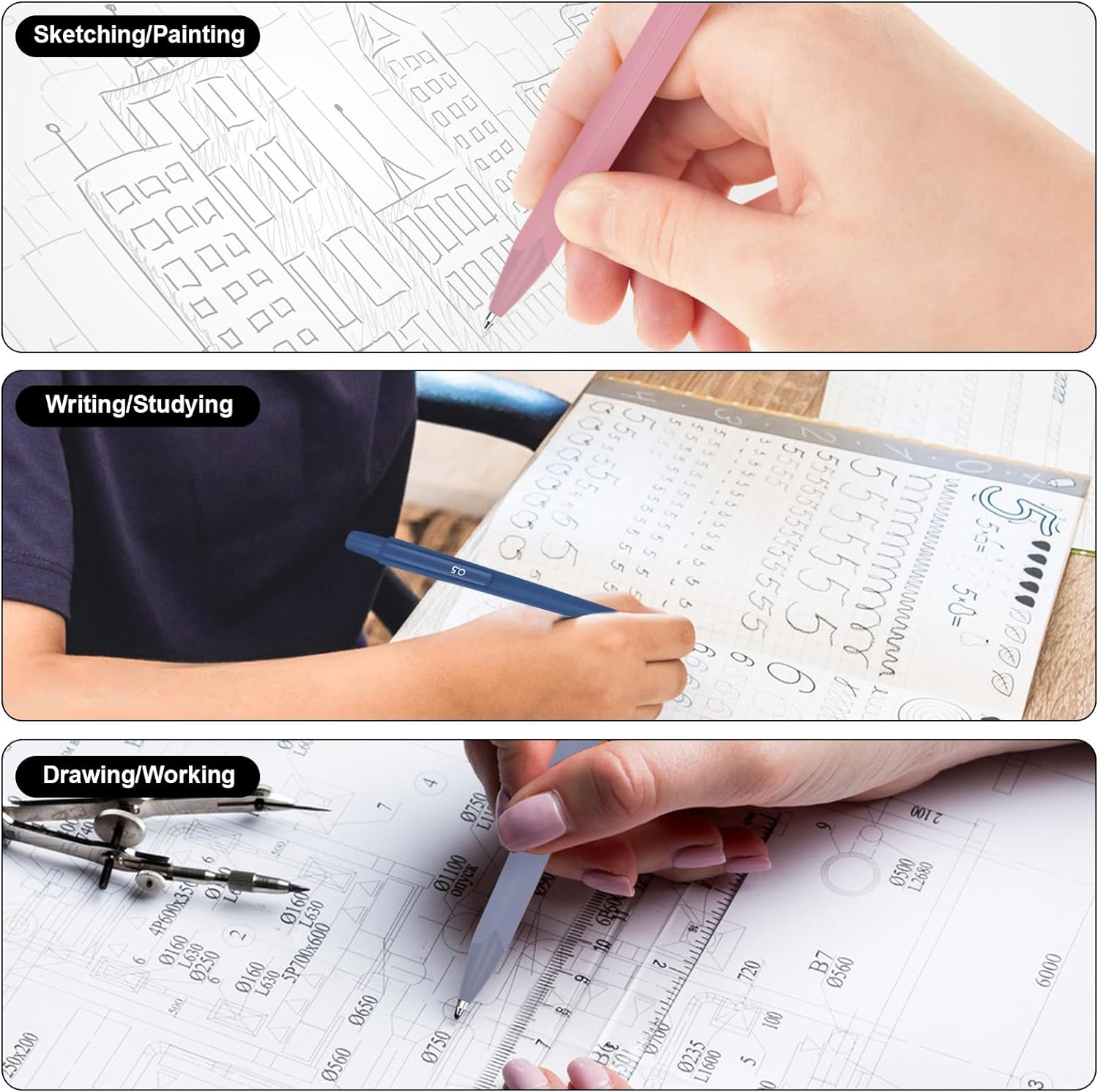 Cute Mechanical Pencil Set, 6 PCS Led Pencils, Pastel Pencil Mechanical, 120 Pencil Refills 0.5 0.7 MM, 4 Pack Erasers, Aesthetic School Writing Supplies for Women Girls Gifts image number 4