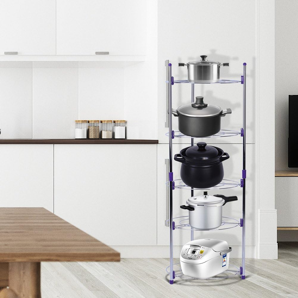 5 Tiers Home Kitchen Pans Pots Storage Rack Metal Wire Shelving Organizer image number 4