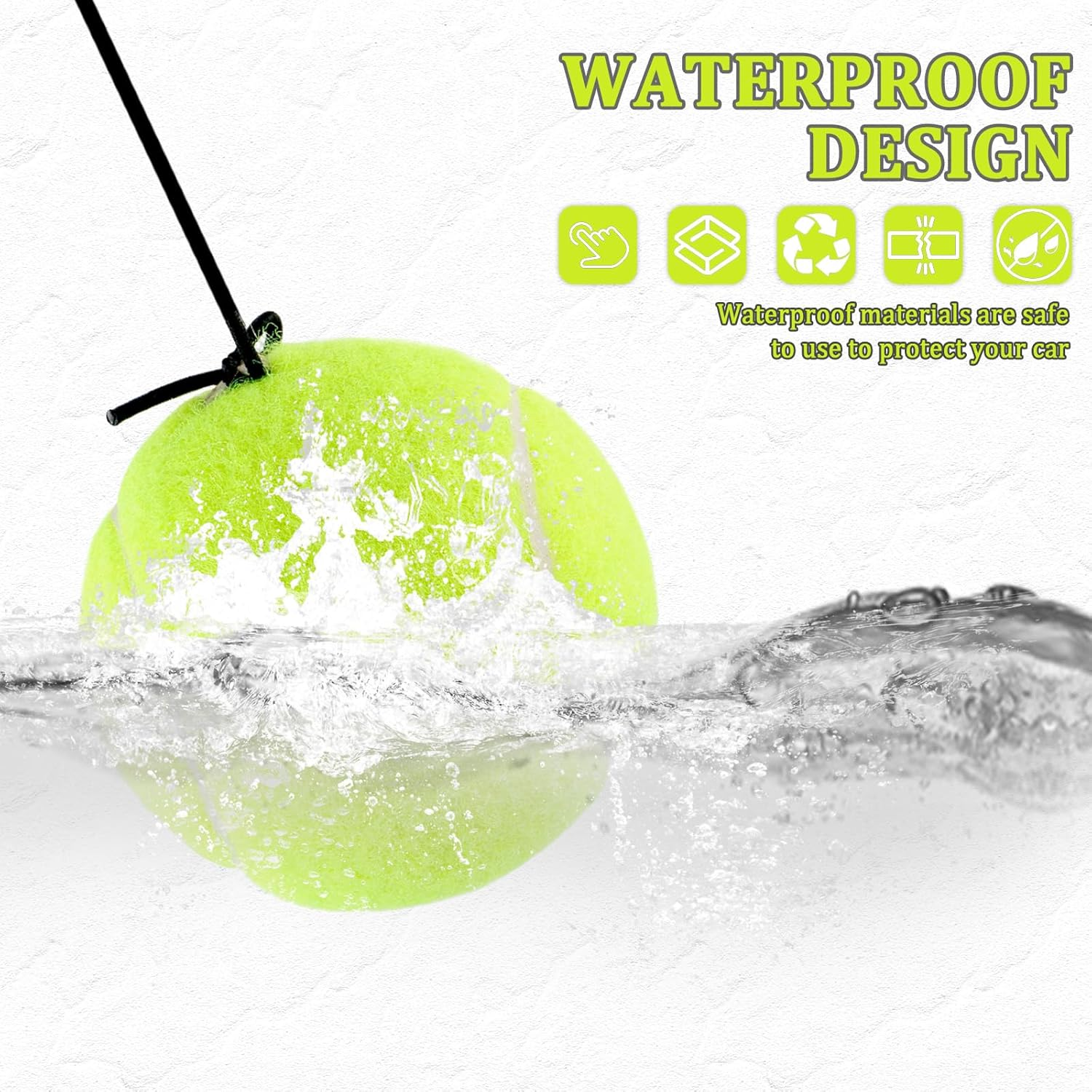 Figpade 2PCS Tennis Ball Garage Parking Aid,Garage Tennis Ball Parking Aid with Adjustable Height Lanyard for Guided Parking,Kit with 2 Tennis Garage Car Stopper,2 Screw Hooks,2 Spring Clips image number 2