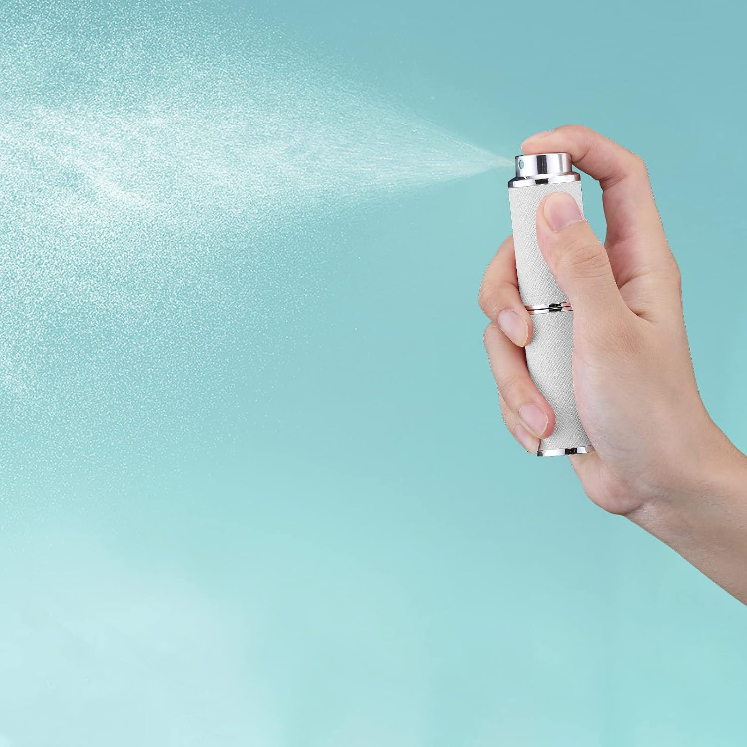 Owlyee Travel Perfume Bottle Refillable - 8ML Leather Empty Mini Cologne Spray Atomizer Men - Small Fragrance Sample Sprayer - Portable Refill Travel Essentials Container with Black White image number 1