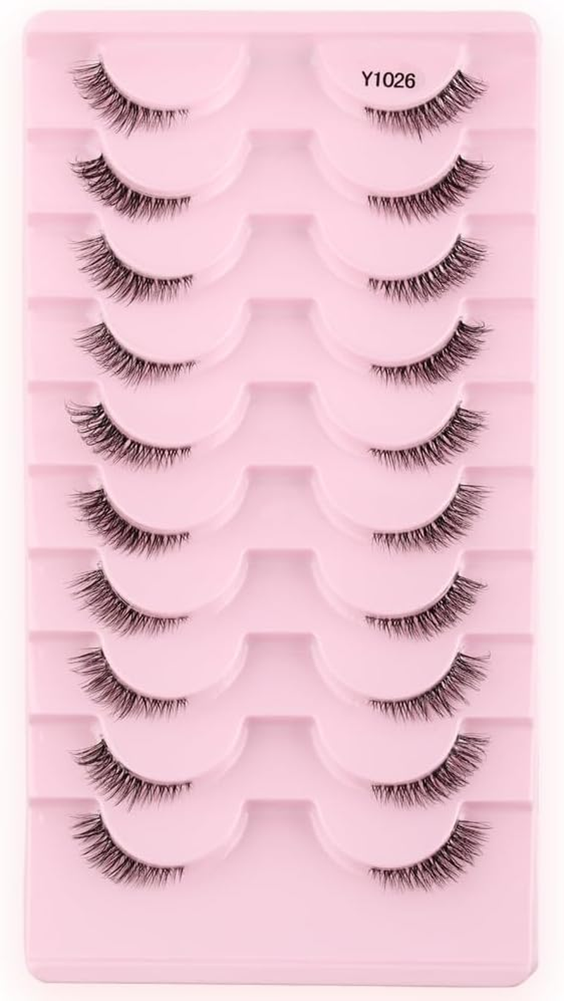 SULV I1016-1028# Series,10 Pairs Pack False Eyelashes Cat Eye Faux Mink Lashes Natural Look Fluffy Wispy Lashes That Look like Extensions D Curl Lash Strips Short Fox (10 Pairs Pack -Y1026) image number 5