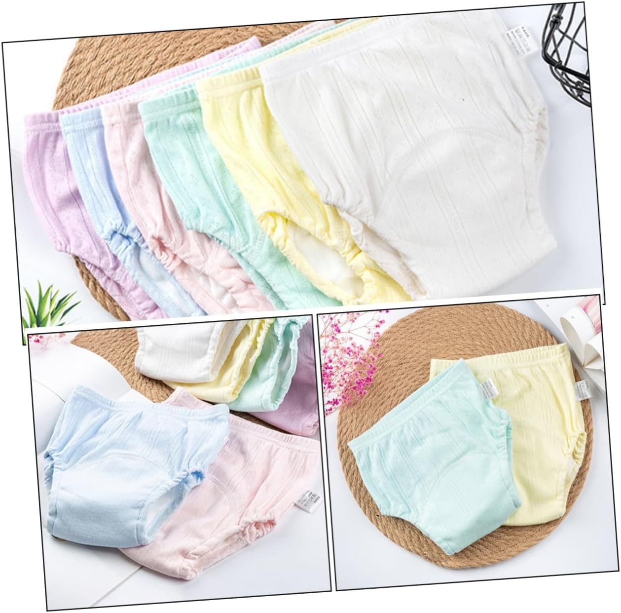 Vaguelly 2Pcs Cotton Reusable Diaper Pants Soft and Breathable Cartoon Training Pants for Boy Girl Washable Nappy for Toilet Training Mixed Colors Variations