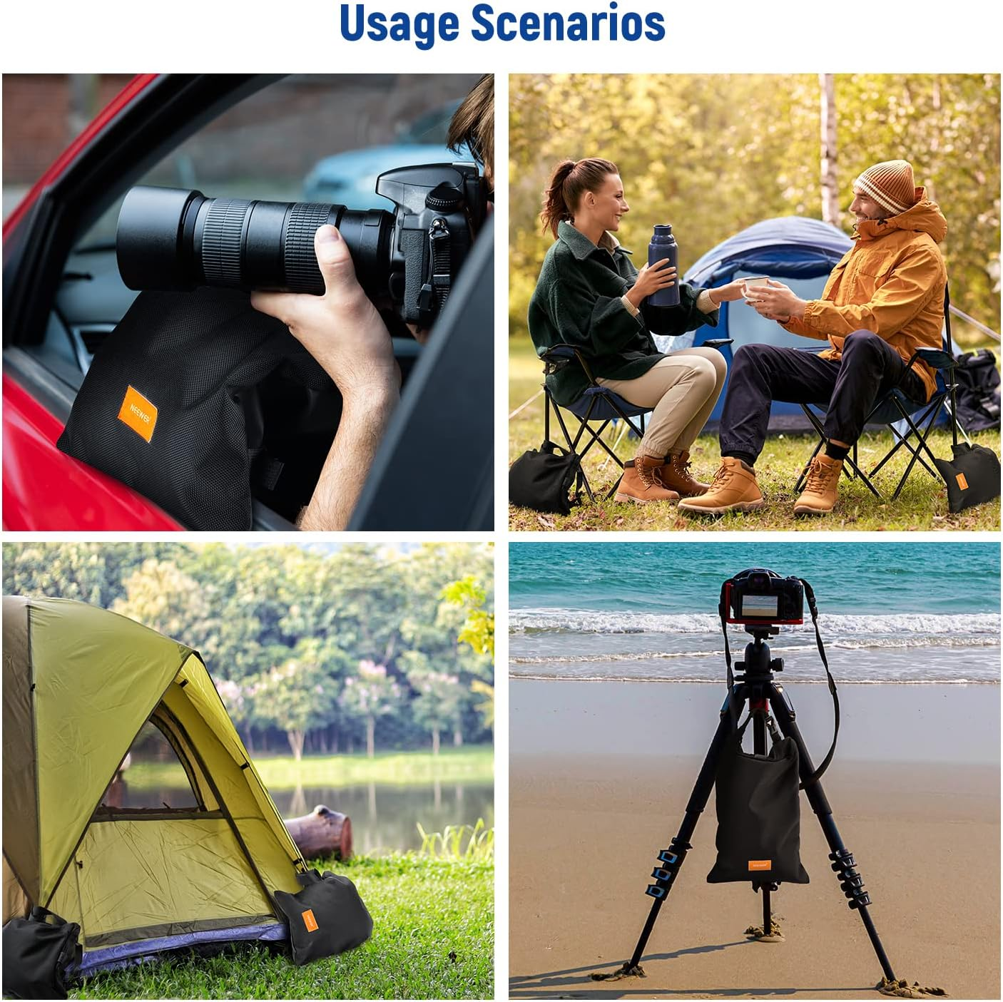 NEEWER Sandbag for Photography, 15.5"X9.4" Foldable Handheld Storage Bag with Shoulder Strap, Heavy Duty Polyester Saddlebag/Beanbag/Tripod Weight Bag for Camera Lens Support & Light Stands Boom Arms image number 2