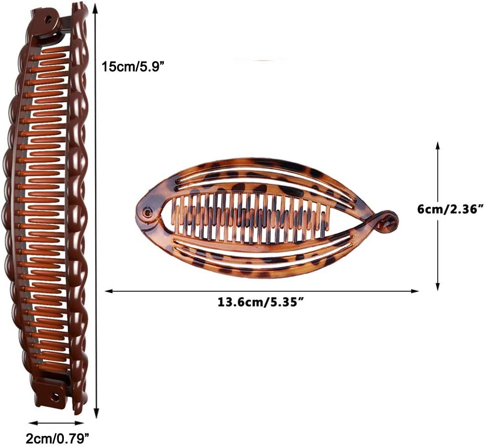 Aaiffey 4Pcs Hair Clips Vintage Clincher Combs Tool for Thick Curly Hair Accessories Fishtail Double Banana Clip Set for Women Girls - 4 Pcs image number 4