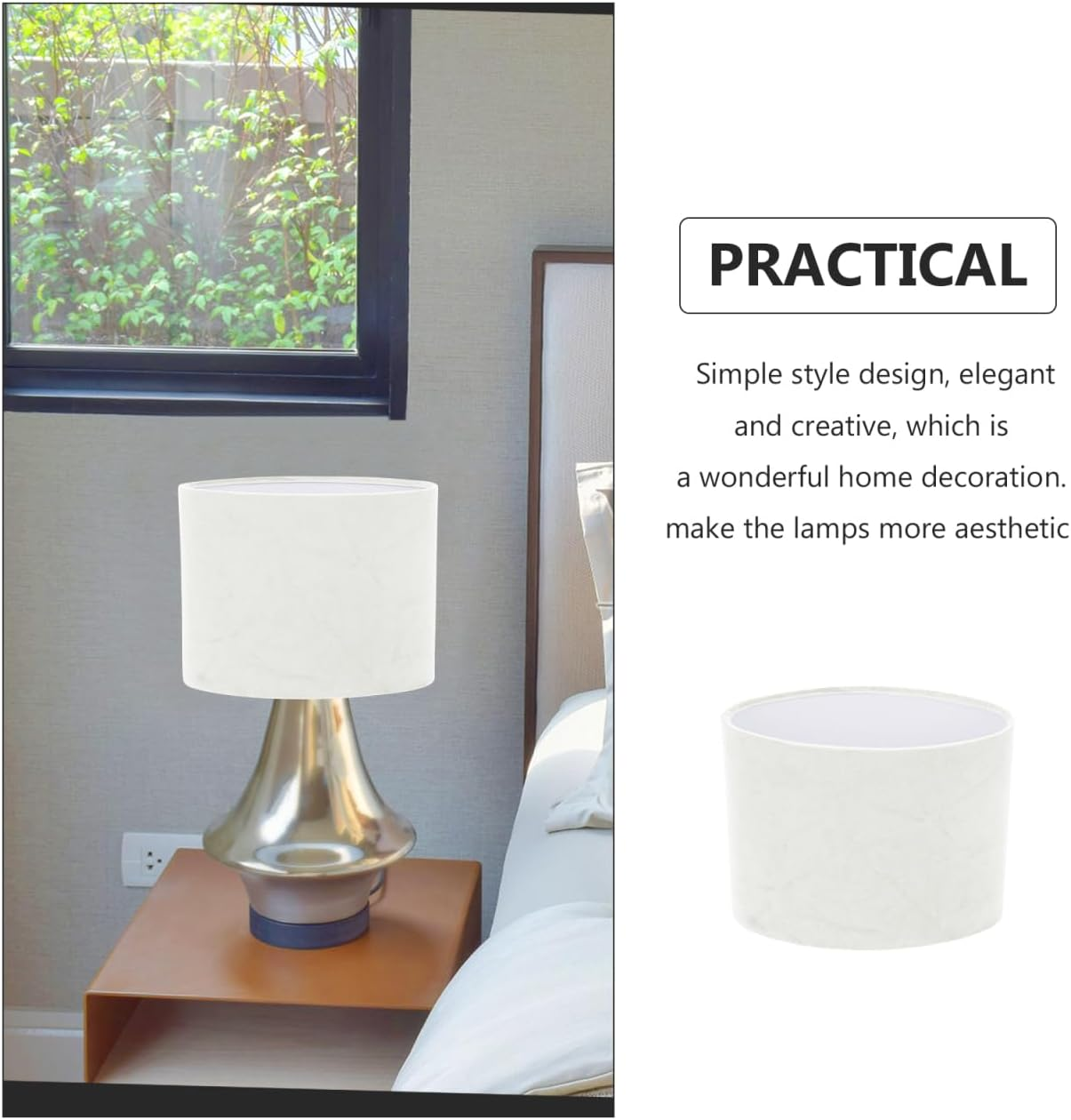 Holibanna 1 Piece Lamp Cover Made of Decorative Fabric Lampshade Oval White Lampshade White Oval Lampshade Rustic Table Lamp Cover Made of Fabric Decorative Light Shadows image number 4