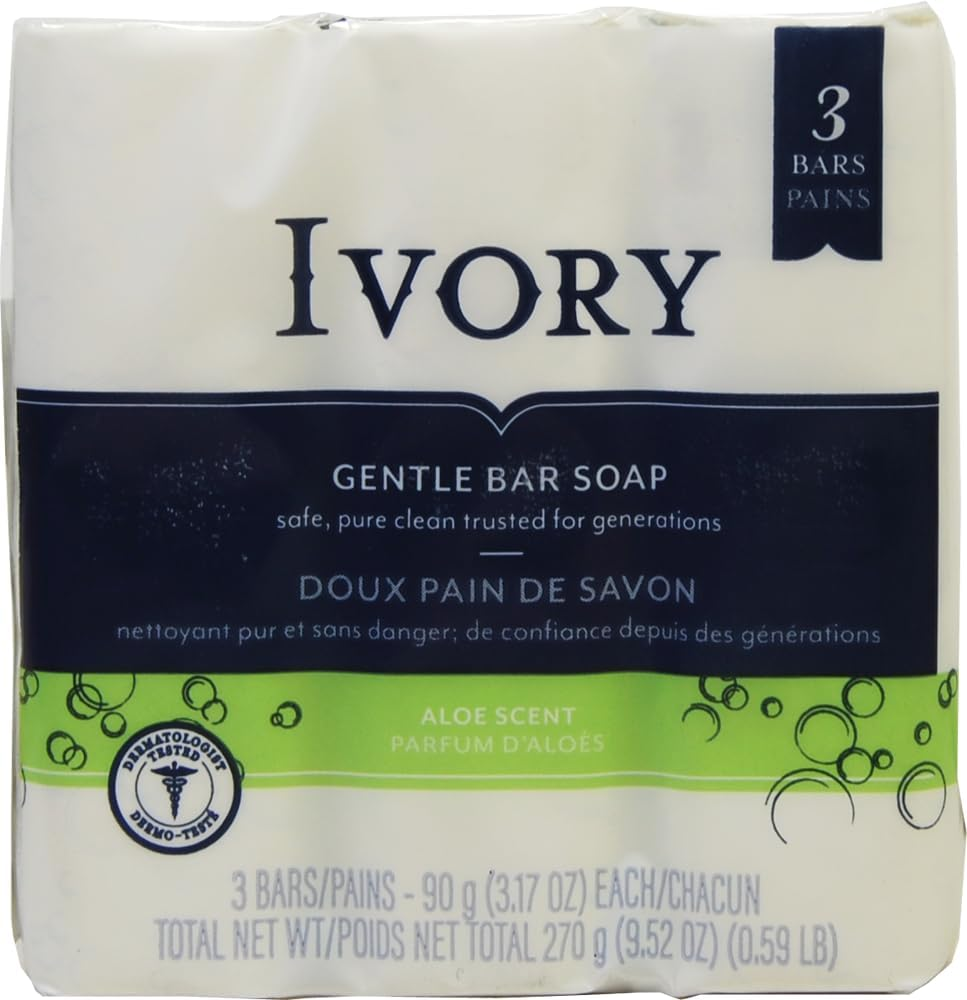 Ivory Simply Aloe Bath Bar By, 3 Count image number 6