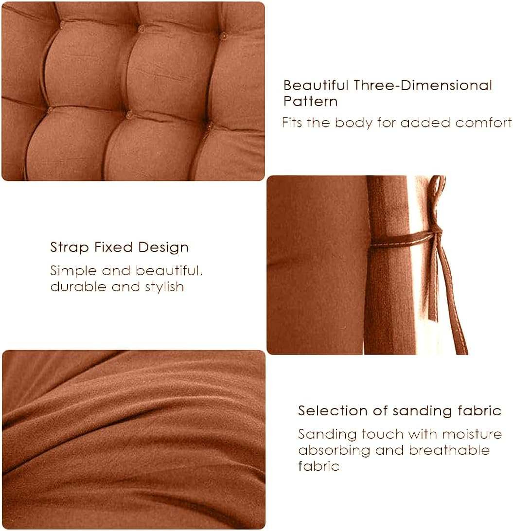 Sun Lounger Chair Cushions, Sundlight Patio Cushions Chaise Indoor/Outdoor Mattress Recliner Quilted Thick Padded Seat Cushion Reclining Chair Rocking with Ties (155X48X8Cm, Light Brown) image number 5