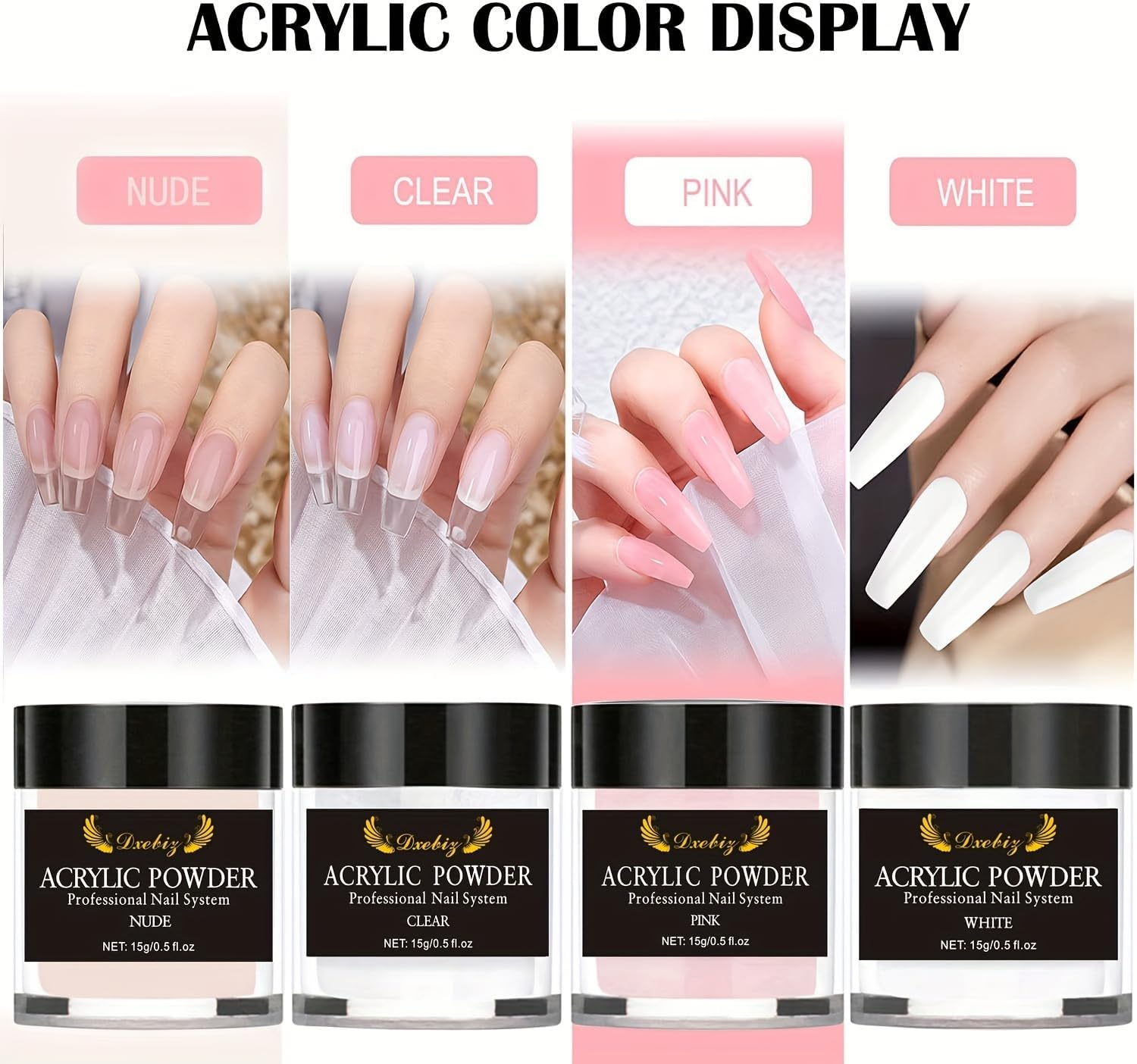 Acrylic Powder Long-Lasting 15G (Nude) Professional Acrylic Nail Powder System for Acrylic Nails Extension 3D Nail Art Polymer Powder - White image number 4