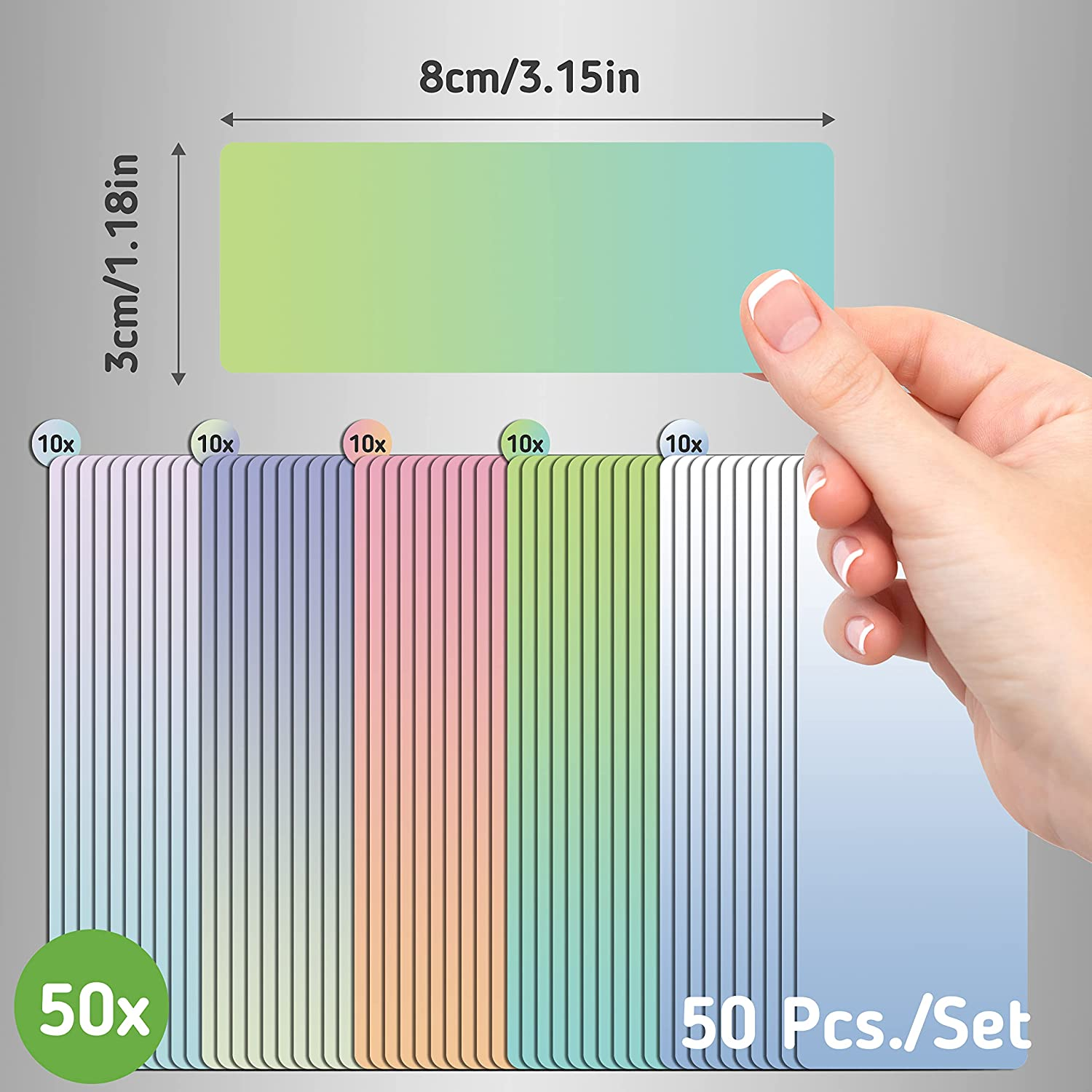 BIROYAL Dry Erase Magnets 50Pcs with Marker - Reusable Whiteboard Accessories Magnetic Strips for Whiteboard Magnet Labels Magnetic Name Tags for Classroom Home Office in 5 Gradient Colors - 5 Colors image number 3