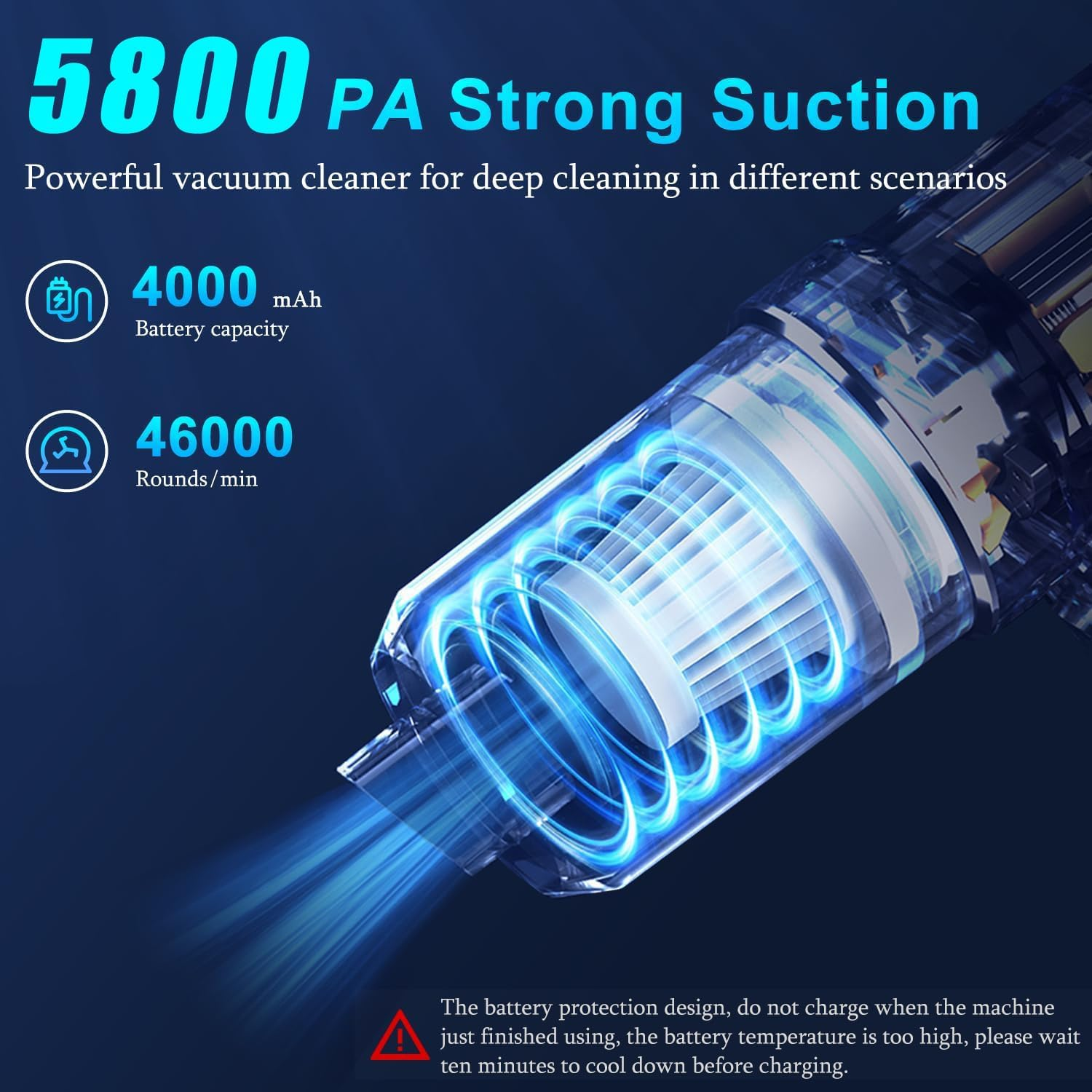 Handheld Car Vacuum Cleaner, 5800Pa Vacuum Cleaner and Air Duster, 120W High Power Wet and Dry Handheld Car Vacuum Cleaner with LED Light and Multi-Nozzles for Car, Home, Office, Pet image number 1