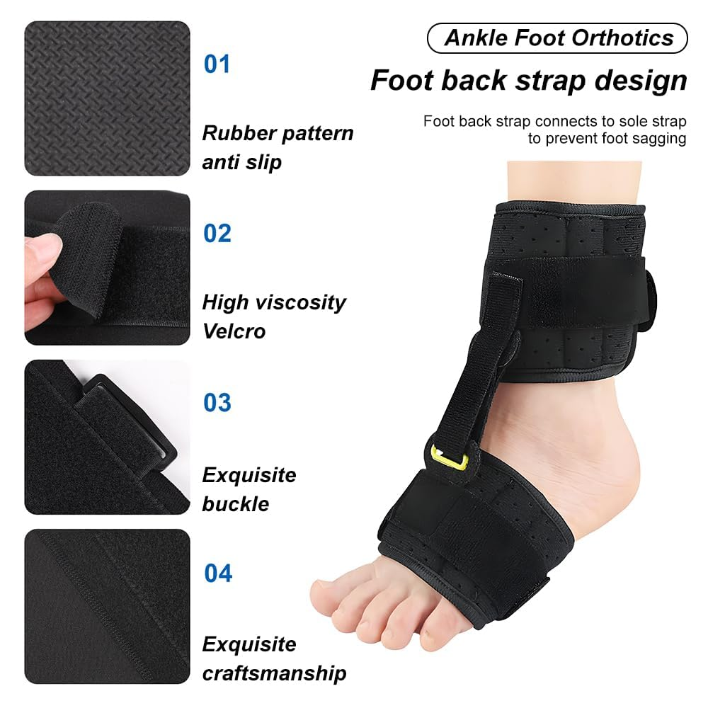 Foot Drop Brace Ankle Foot Orthosis Support, Adjustable AFO Splint for Foot Pain Relief, Ankle Foot Orthosis Support for Men, Women and Kid，Day & Night Dorsal Splint for Left Right image number 6