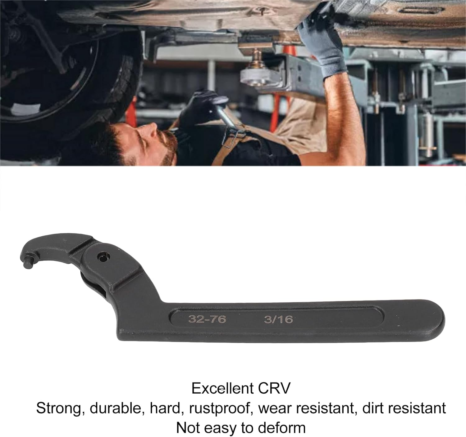 C Pin Spanner CRV Hook Wrench 1 1/4 to 3In round Head, Adjustable Spanner, Pin Wrench, Pin Spanner for Home Improvement image number 5