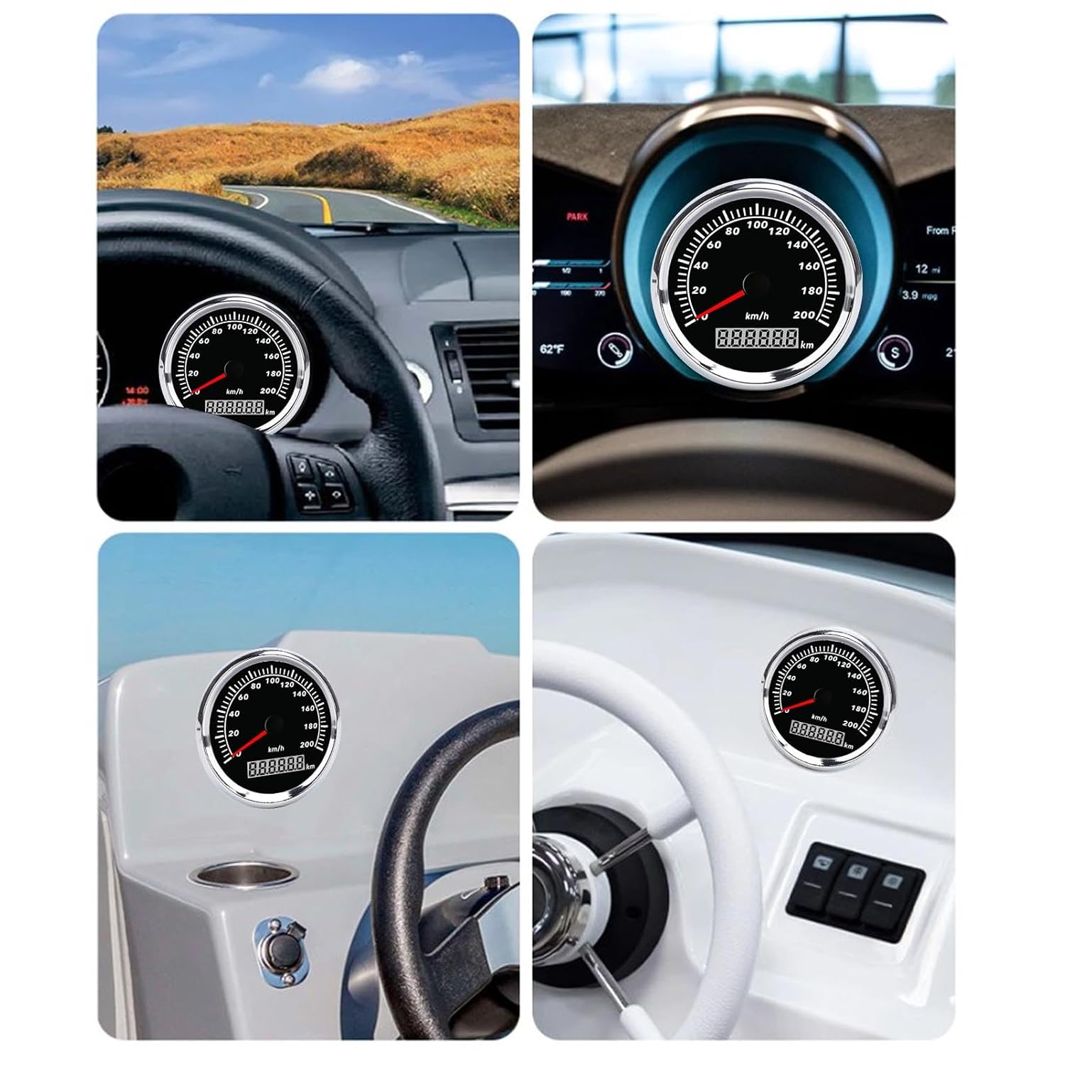 ​85MM GPS Speedometer Gauge, 9-32V Waterproof & Antifog Digital GPS Speedometer Odometer with 7 Color LED Backlight Universal Marine Speedometer for Car Truck Yacht Motorcycle image number 2