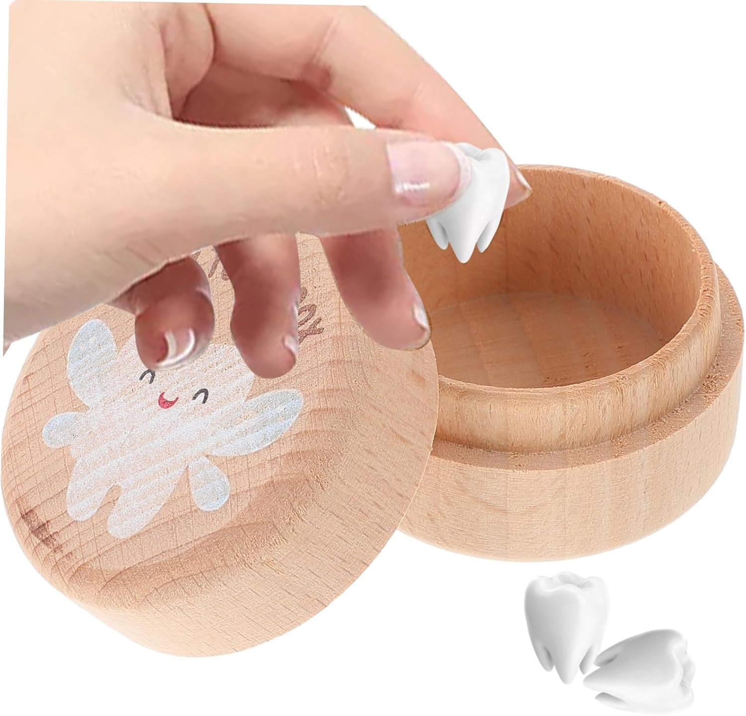 BESTYASH Baby Tooth Keepsake Box Wooden Tooth Collection Case for Boys and Girls image number 6