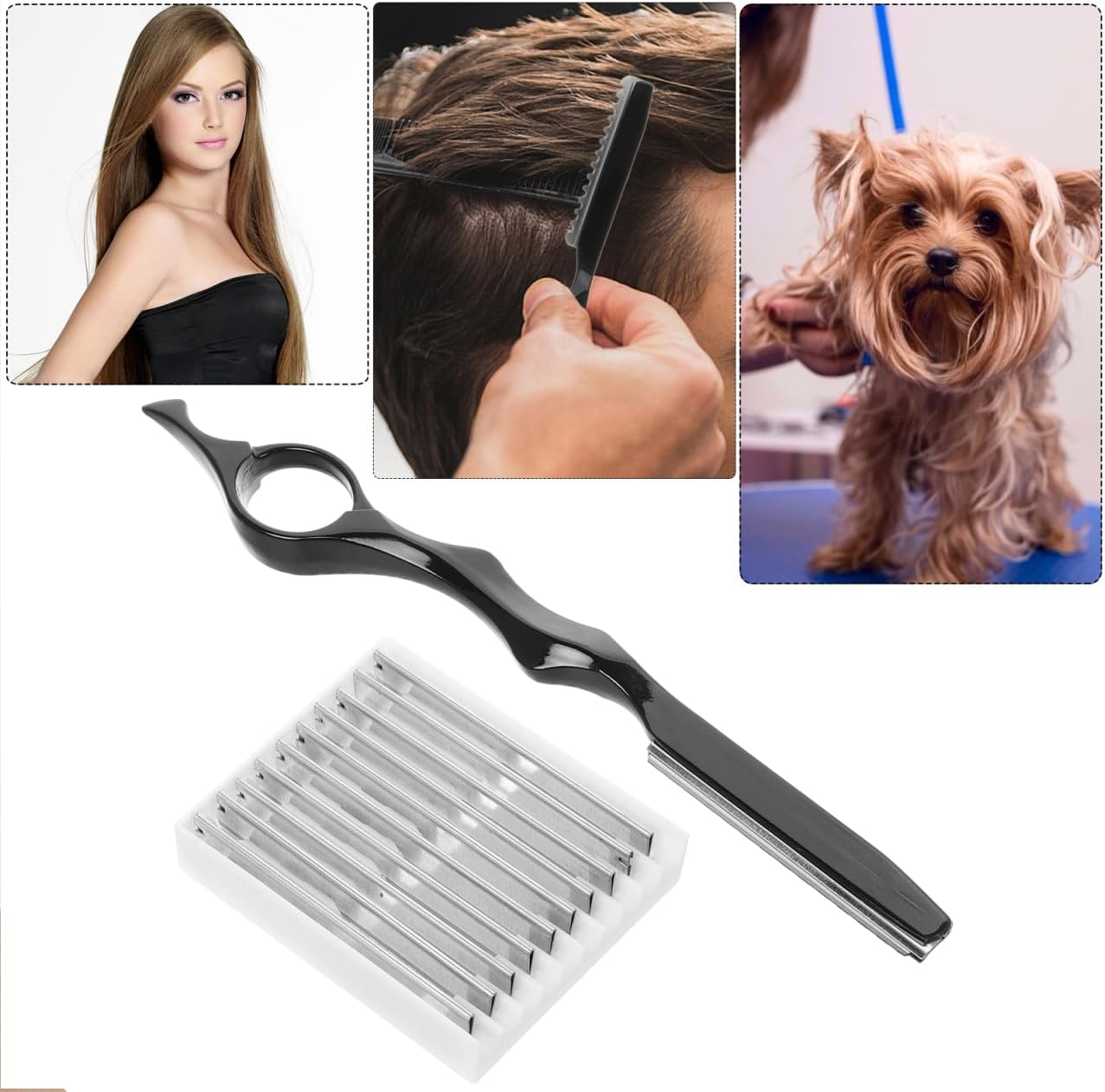 Ipetboom 1 Set Hair Styling Thinning Razor with 10 Replacement Blades Shaving Razor for Safe Hair Cutting and Feathering for Men and Women image number 6