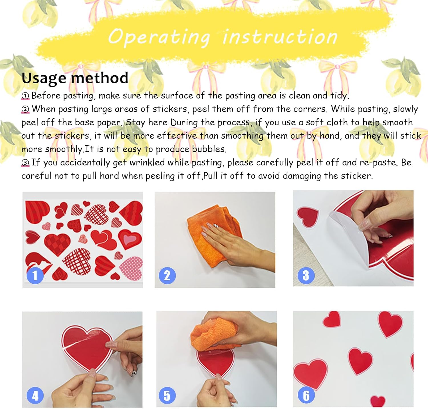 Untilplan 48 Pcs Flowers Wall Decal Boho Wall Decals Vinyl Wall Lemon Stickers Cute Girls Groovy Floral Stickers for Baby Kids Bedroom Bathroom Living Room Home Decoration-Lemo image number 1