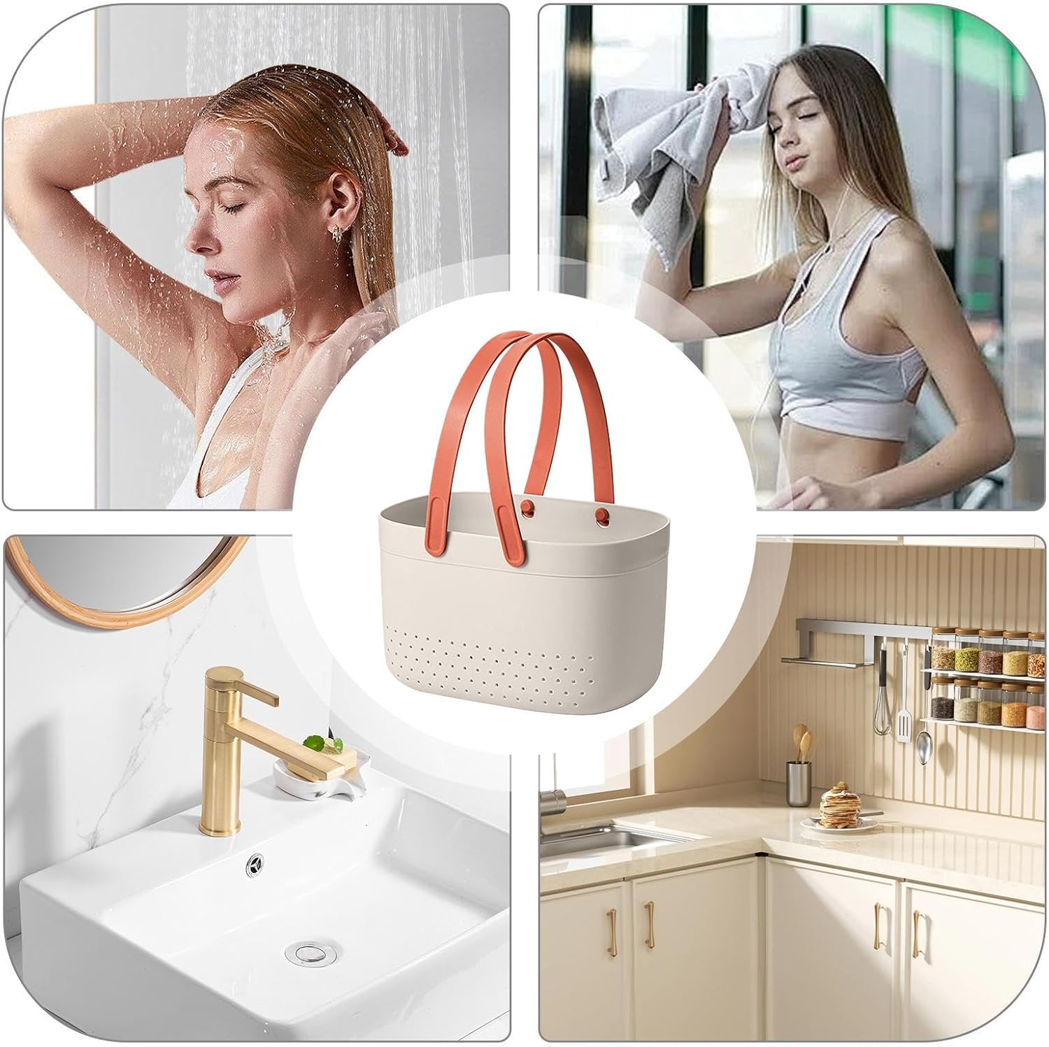 Toiletry Basket for Bathroom, Drainage Box for Shower, Bath Storage Baskets, Shower Bin Organizer for Bathroom Kitchen, Drainage Shower Organizer image number 5