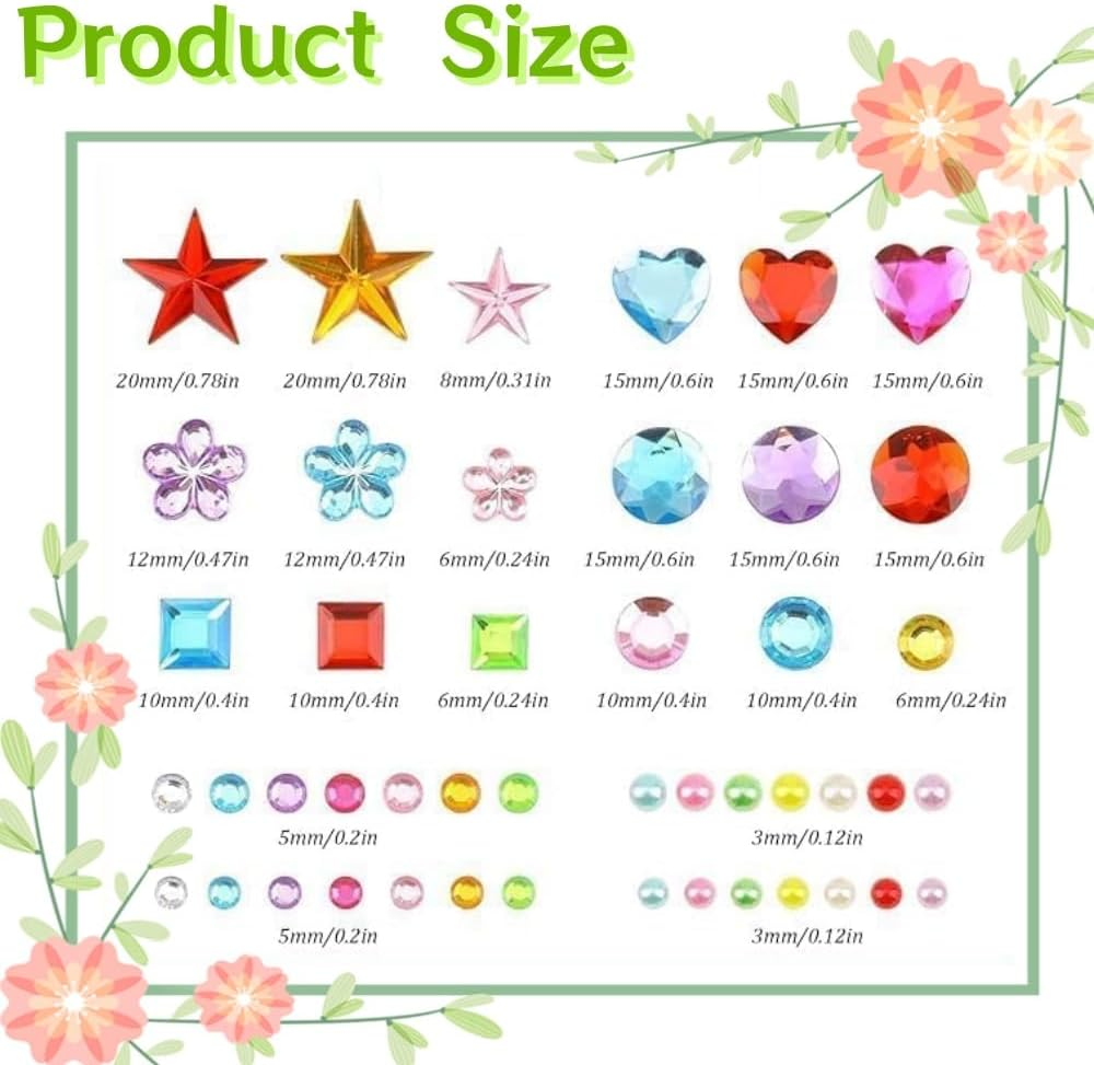 3200Pcs Rhinestone Gem Stickers,Craft Gem Stickers for DIY Crafts, Scrapbooking Stickers Crystal Diamond Stickers (10 Sheet) image number 5