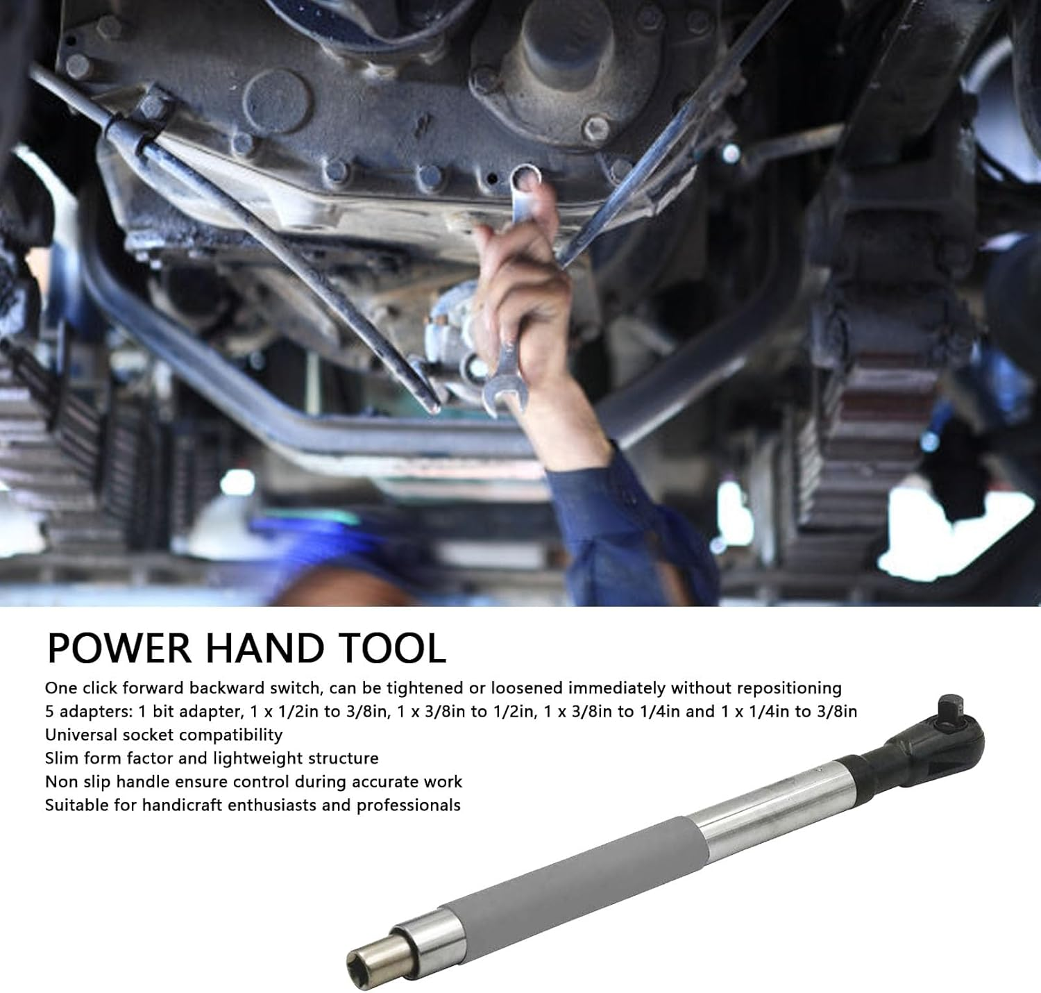 Jiawu Offset Extension Wrench Impact, 1/2" Electric Impact Ratchet Wrench for Tight Spaces Automotive Repairs, Chain Drive Wrench Extender, Compatible with 1/2" Sockets image number 6