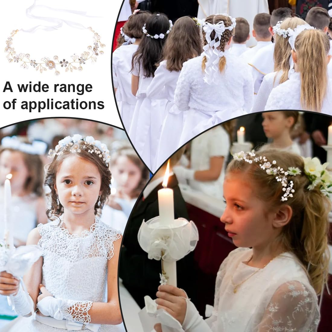 ZORVUJI Hair Accessories Communion Girls Flower Wreath Hair Children Wedding Hair Band Girls First Communion Beads Headband