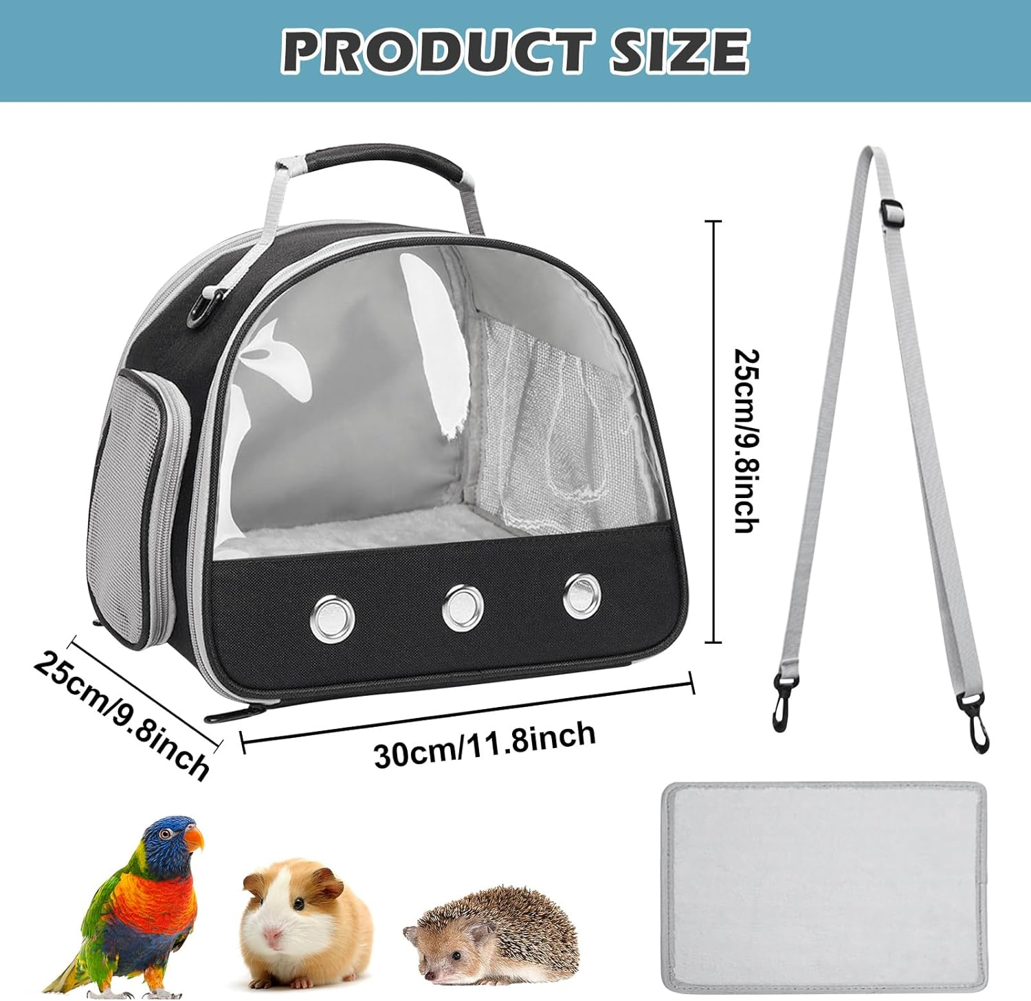 Small Pet Carrier, Small Animal Carrier Bag, Transport Box for Cat with Side Opening, Guinea Pig Carry Bag, Foldable Transport Box, Dog Transport Box for Birds, Kittens, Puppies image number 1