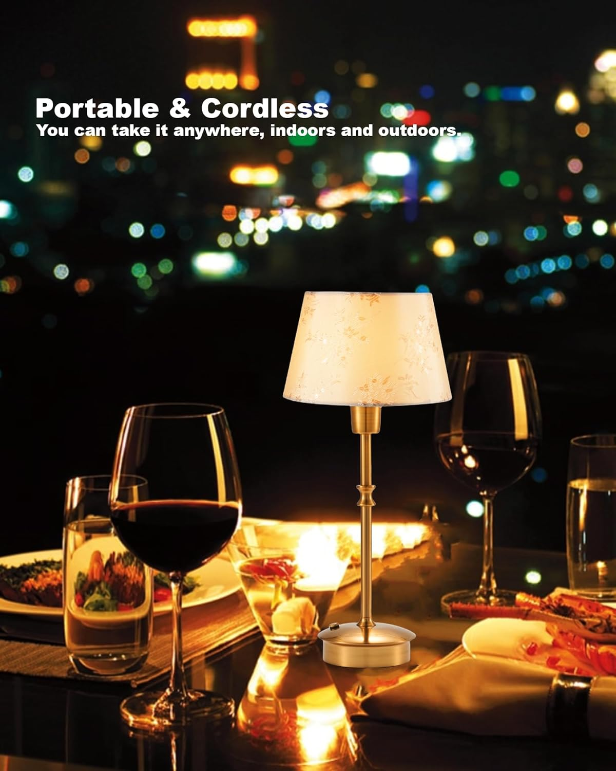 UMEXUS Cordless Table Lamp with Dimmer, 5200Mah Rechargeable Battery Operated Lamps for Restaurant Dinner Table, Small Portable Touch Bedside Light for Living Room Kitchen Dining Room Patio Home Decor image number 1