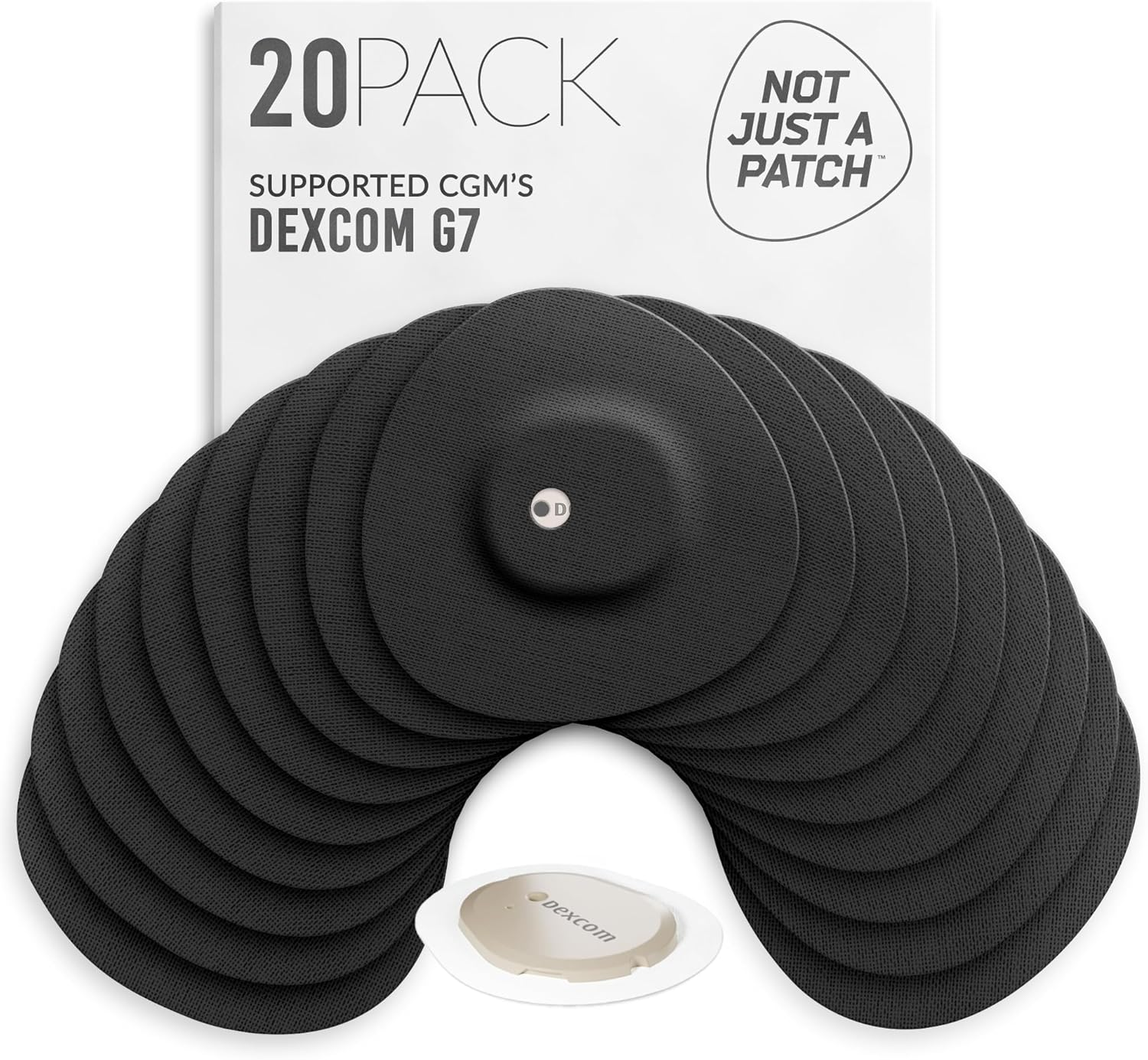 Not Just a Patch Dexcom G7 Adhesive Patches (20 Pack) &ndash; Stelo CGM Sensor Patches &ndash; Breathable & Sweatproof Design with Precision-Cut Hole for Ventilation, Secure Fit & Long-Lasting Hold &ndash; Multicolor