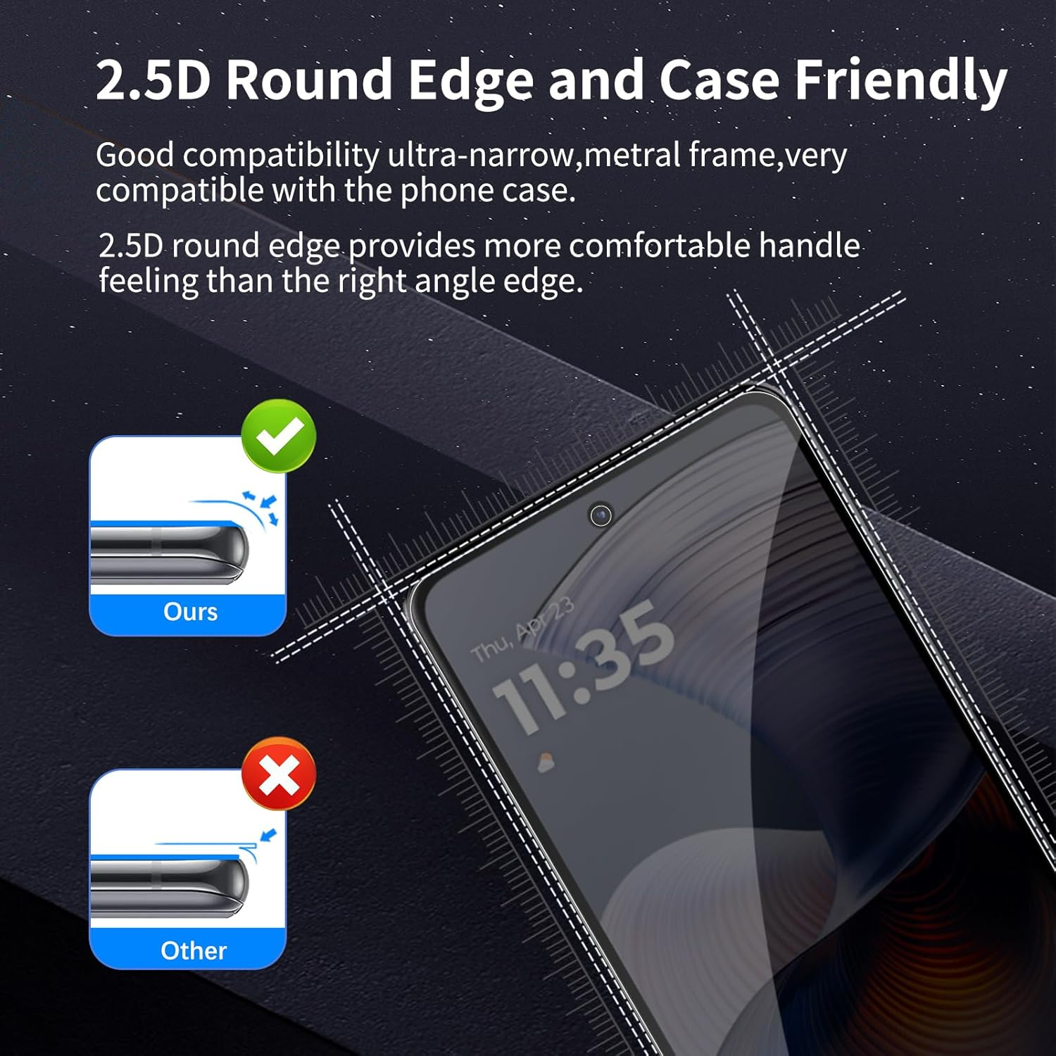 GXAYZ Privacy Screen Protector for Motorola Moto G55 5G, Privacy Tempered Glass Protection, Anti-Peeping Privacy Film, Anti-Spy Protective Glass, Pack of 2 image number 4