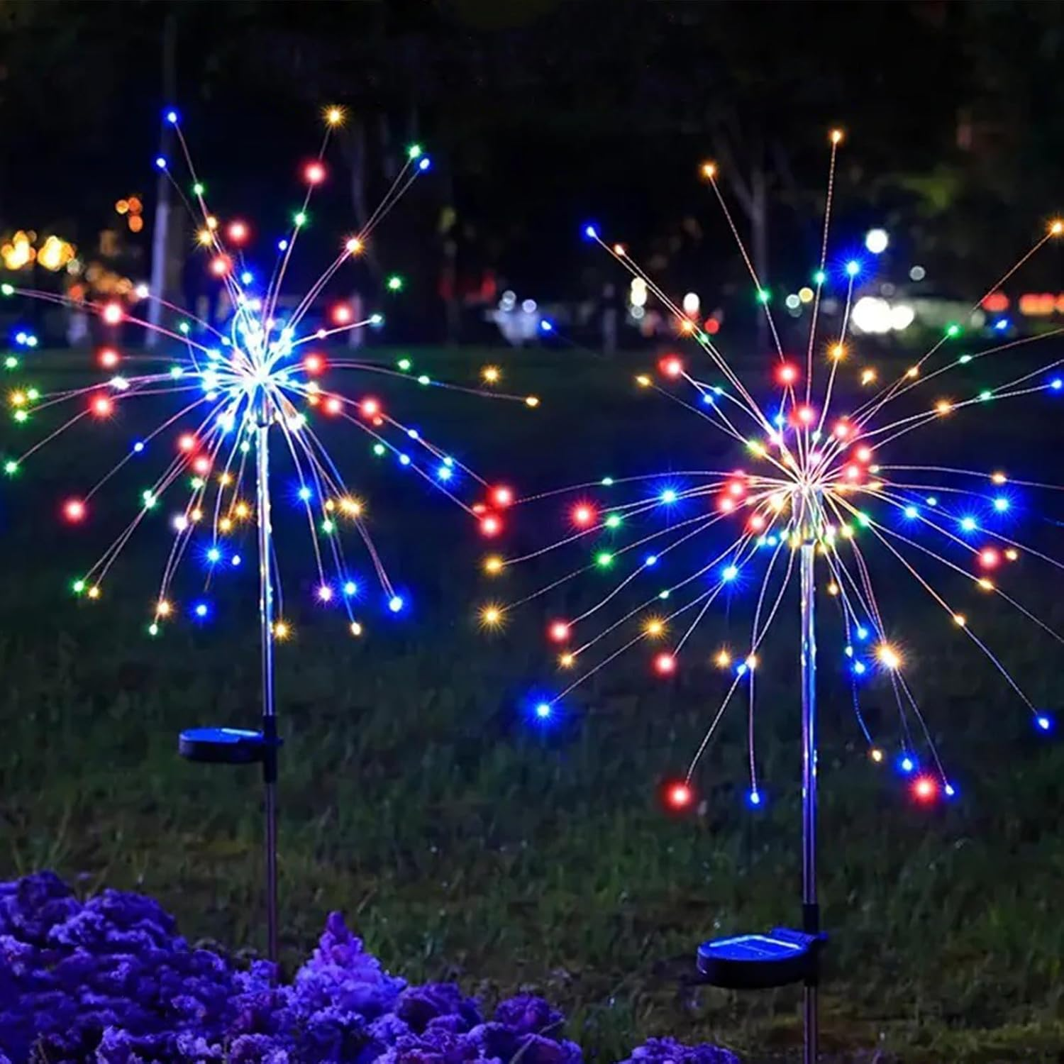 Koboko Solar Fireworks Garden Lights, 60 LED Solar Garden Light Outdoor, 8 Modes Solar Lights Garden Decoration, Waterproof Fireworks Lights, Coloured Solar Lights for Outdoor Yard Balcony Patio image number 3