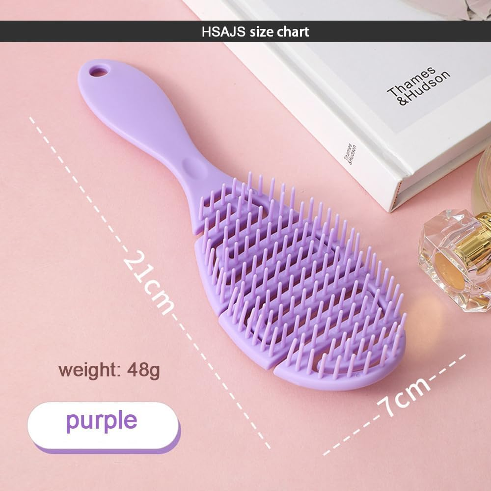 Organic Hair Brush without Pulling for Women Men Children Dry & Wet Detangler Brush for Curls Long Short or Straight Hair Scalp Massage Brush Professional (Purple) image number 4