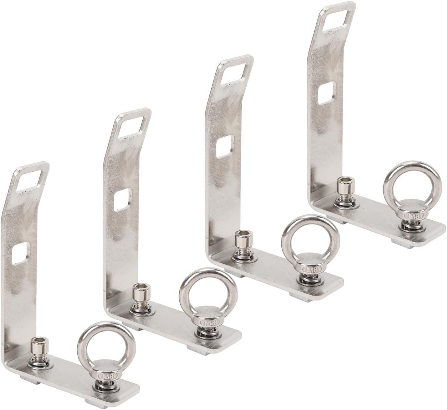 4Pcs Load Stops Replacement T-Slot Truck Cross Bar, 304 Stainless Steel Roof Rack Cross Bar Tie down for Ladder Firewood Skis Kayak image number 2