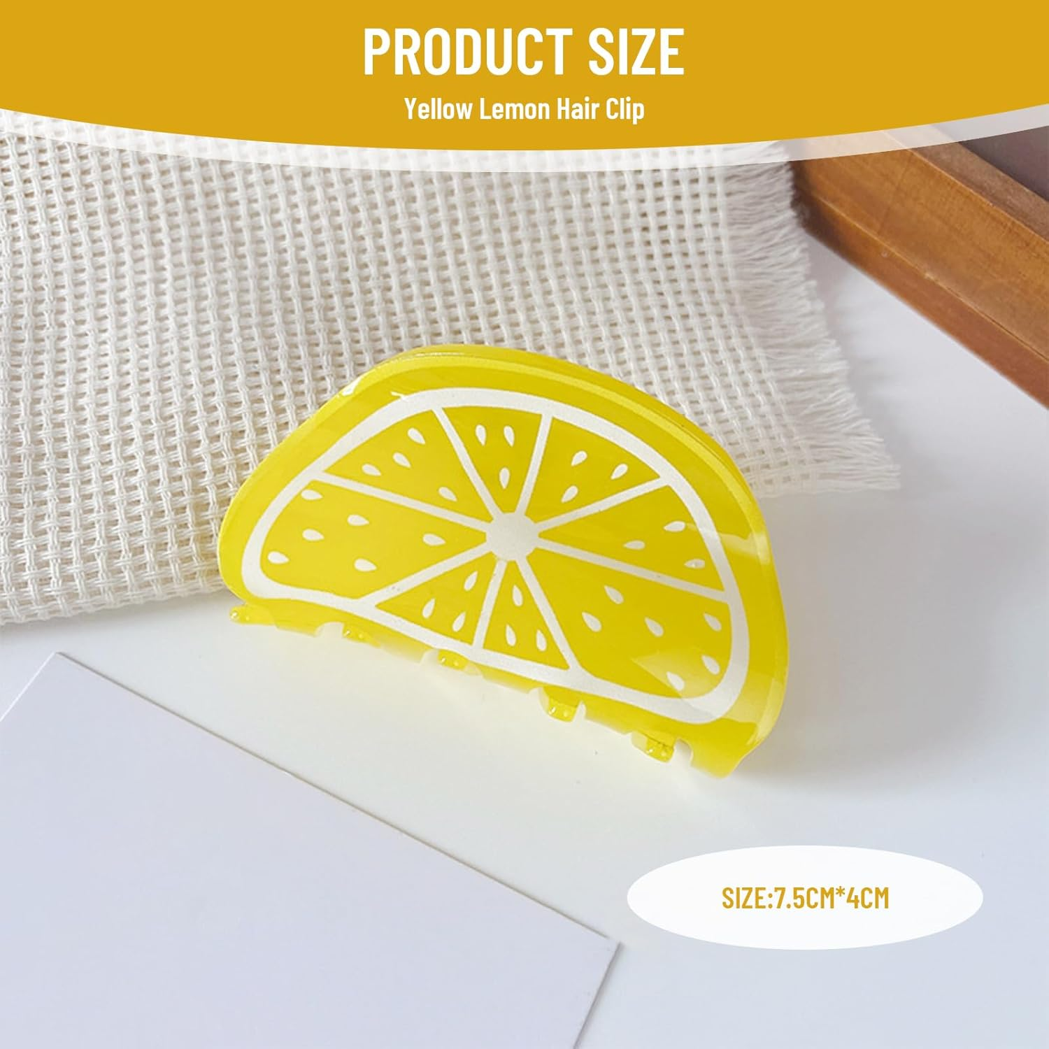 Charmburst Lemon Design Hair Claw Clip Creative Summer Hair Clip for Women Non-Slip Thick Hair for Hawaiian Party Cute Decorative Clip image number 2