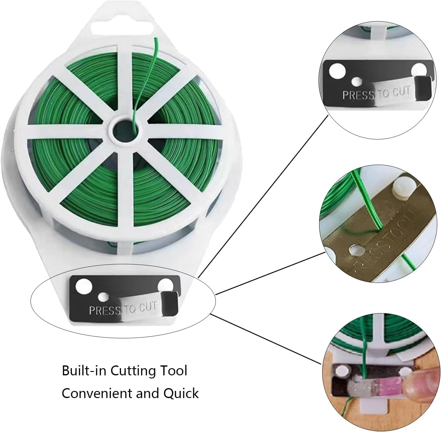 2 Roll 328 Feet Twist Ties, Betterjonny Green Garden Plant Ties with Trimmer, Multi-Function Sturdy Garden Plant Twist for Gardening, Home, Office(2 Roll X 100M) image number 1