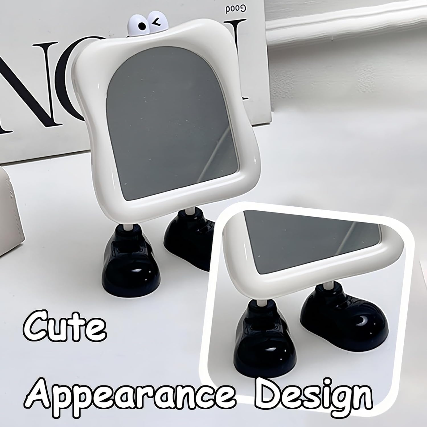 Taoluwin Makeup Mirror, Cute Adjustable Tabletop Vanity Mirror with HD Glass, Sturdy Base, Portable Mirror for Bedroom, Dorm & Travel (Pink) - Beige image number 6