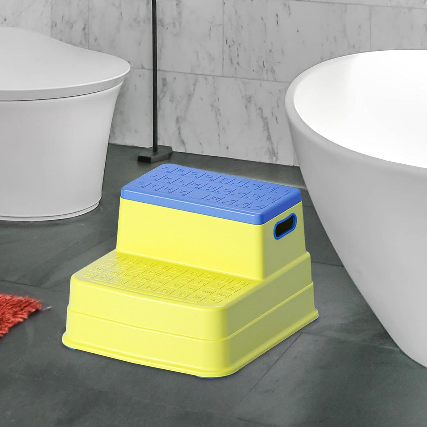 Koolsoo 2 Step Stool for Kids Toddler Step Stool with anti Slip Surface Kitchen Helper Stool Toilet Stool for Toilet Training Potty, Yellow - Yellow image number 5