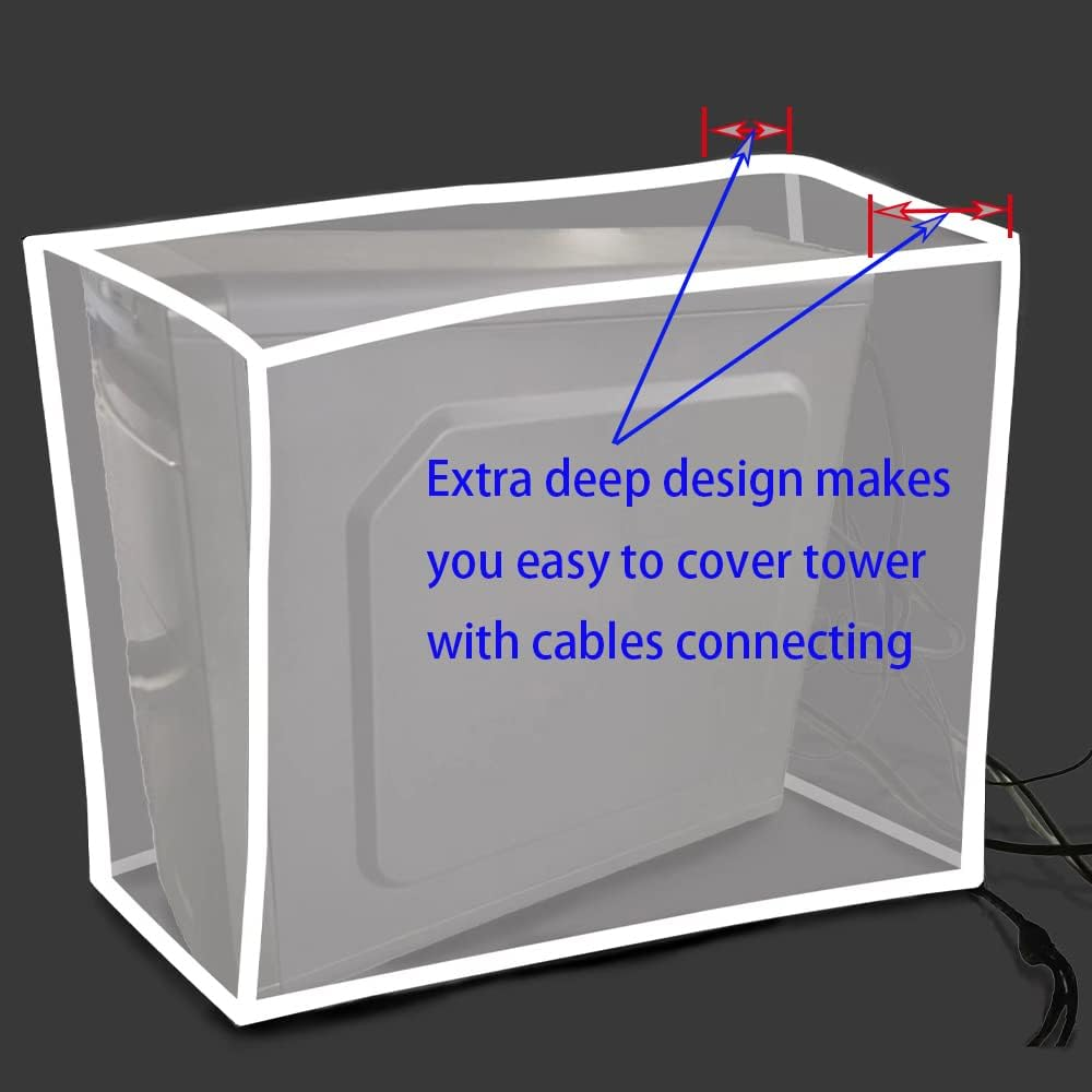 Large Size CPU Dust Cover, Gaming Computer Desktop PC Mid-Tower [Antistatic, Waterproof] Jacket Protector, PC Case, Computer Dust Cover with Adjustable Elastic Cord (10W X27.5D X20H)