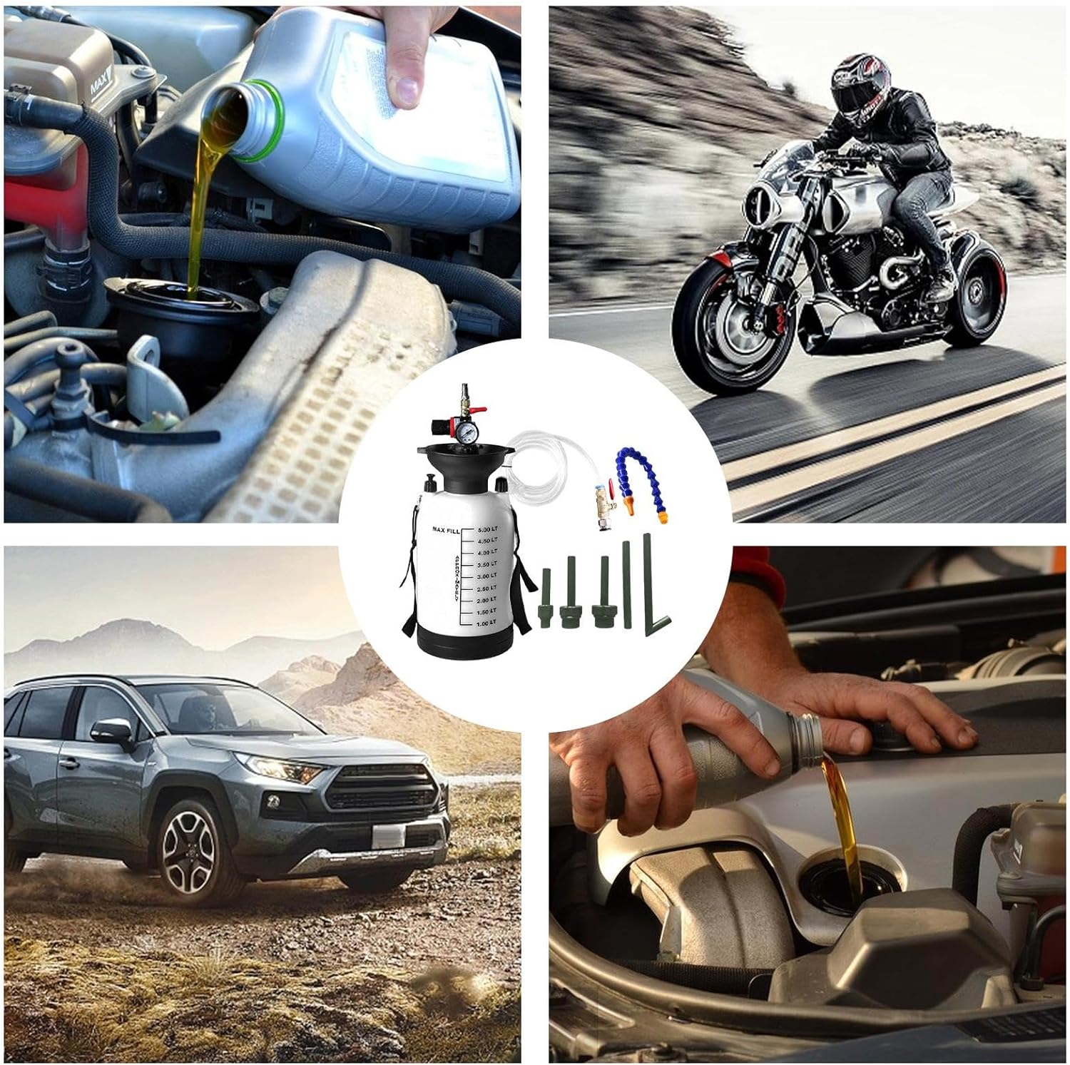 Transmission Fluid Pump,5L Portable Transmission Fluid Pump Kit | Oil Pump Extractor with Adapters, Gearbox Oil Transfer System for Automotives image number 4