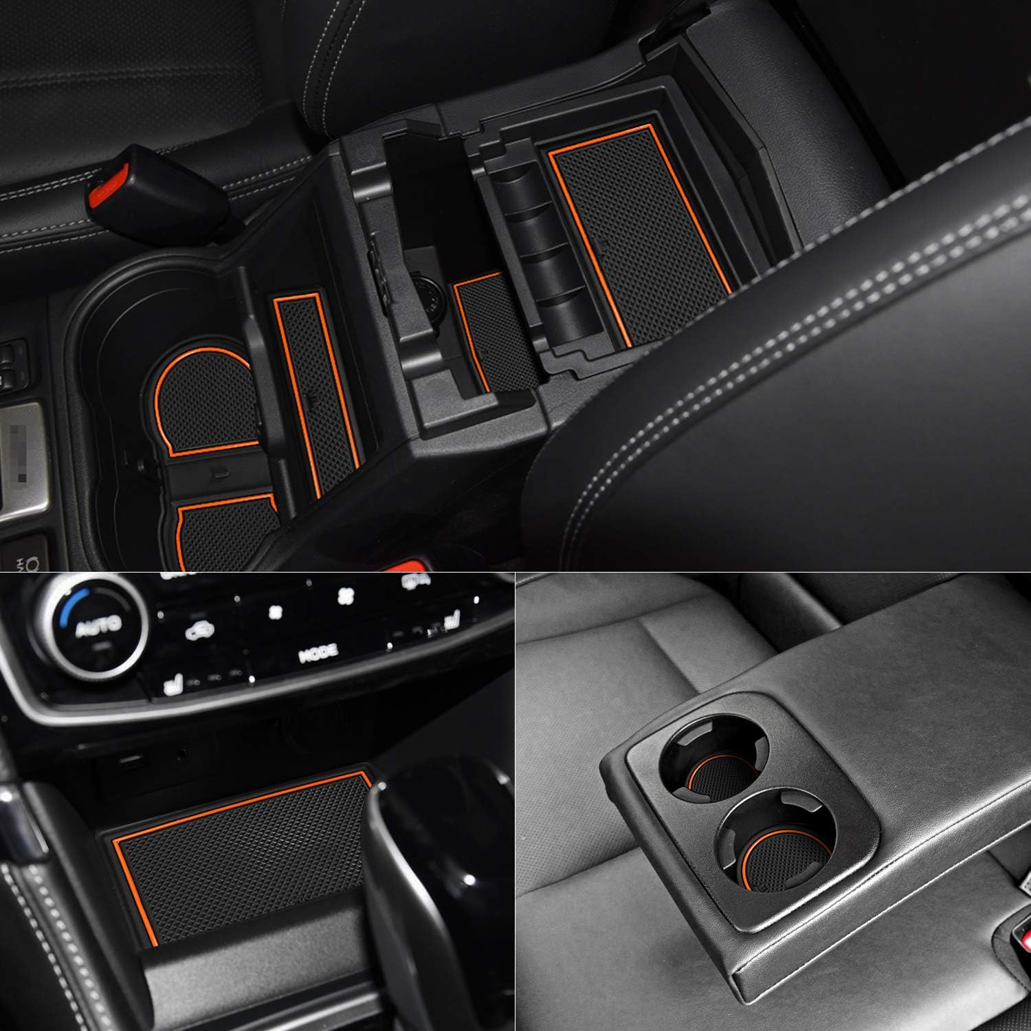 Auovo anti Dust Mats for Subaru Forester Accessories 2019 2020 2021 2022 2023 2024 Interior Custom Cup Holder Insert Liner Coaster Center Console Door Pads(17Pcs) (Orange) - Red image number 5